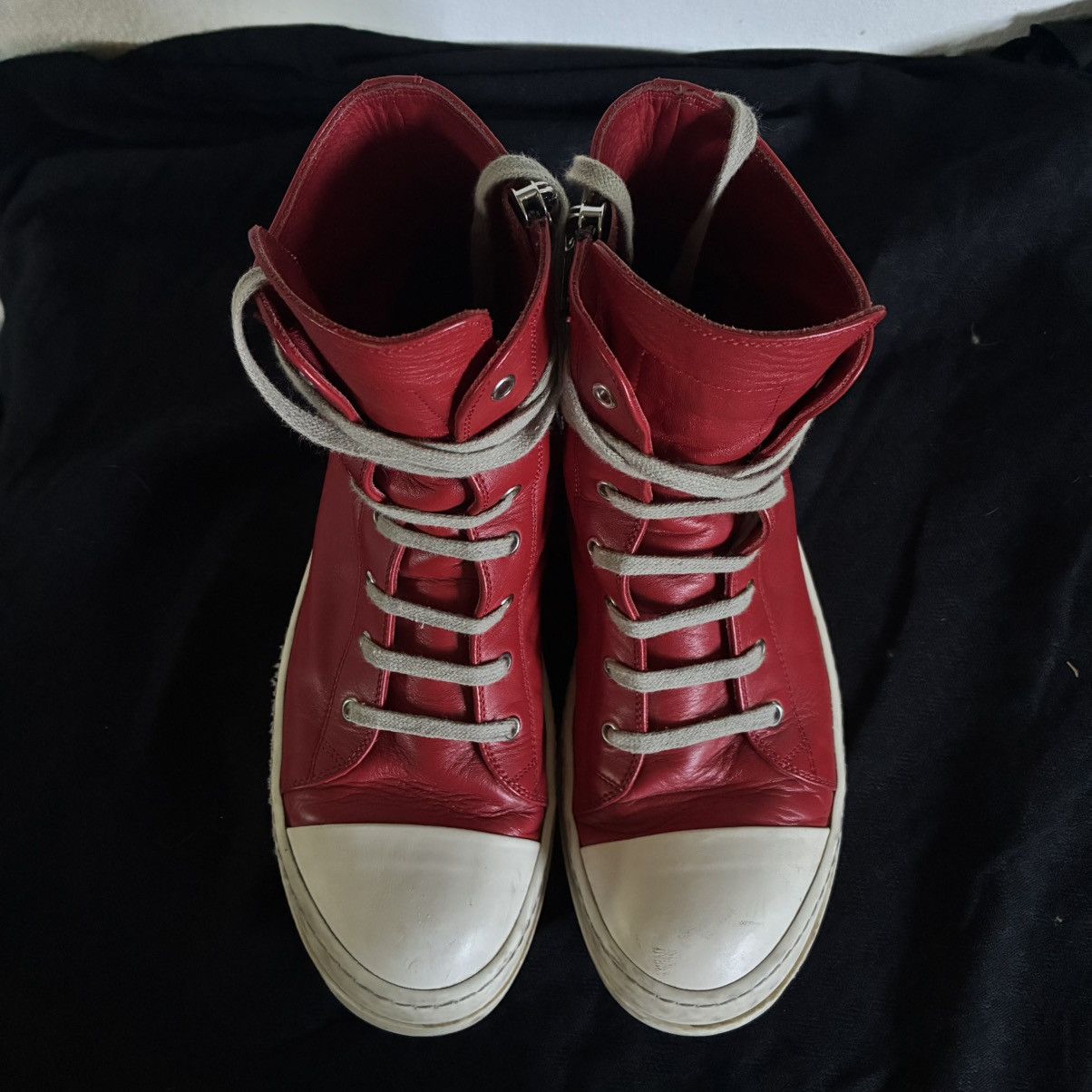 Rick Owens Rick Owens Chili Red / Milk High Top Ramones Size US 10.5 / EU 43-44 - 5 Thumbnail