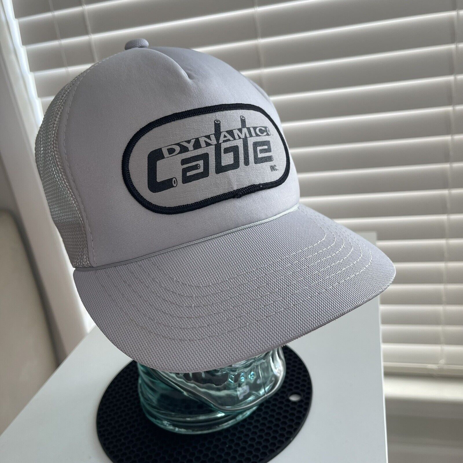Vintage Vtg Mesh Trucker Hat Dynamic Cables Gray White Rope Rare Size ONE SIZE - 4 Thumbnail