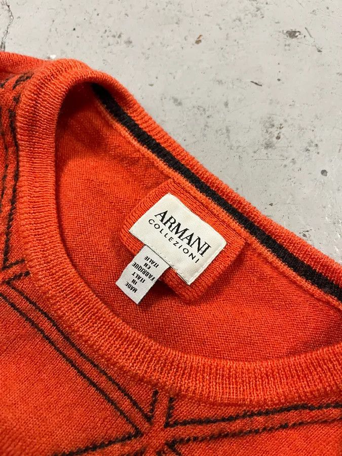 Armani Collezioni AW2014 Armani Collezioni Orange Abstract Sweater Size XS / US 0-2 / IT 36-38 - 8 Thumbnail