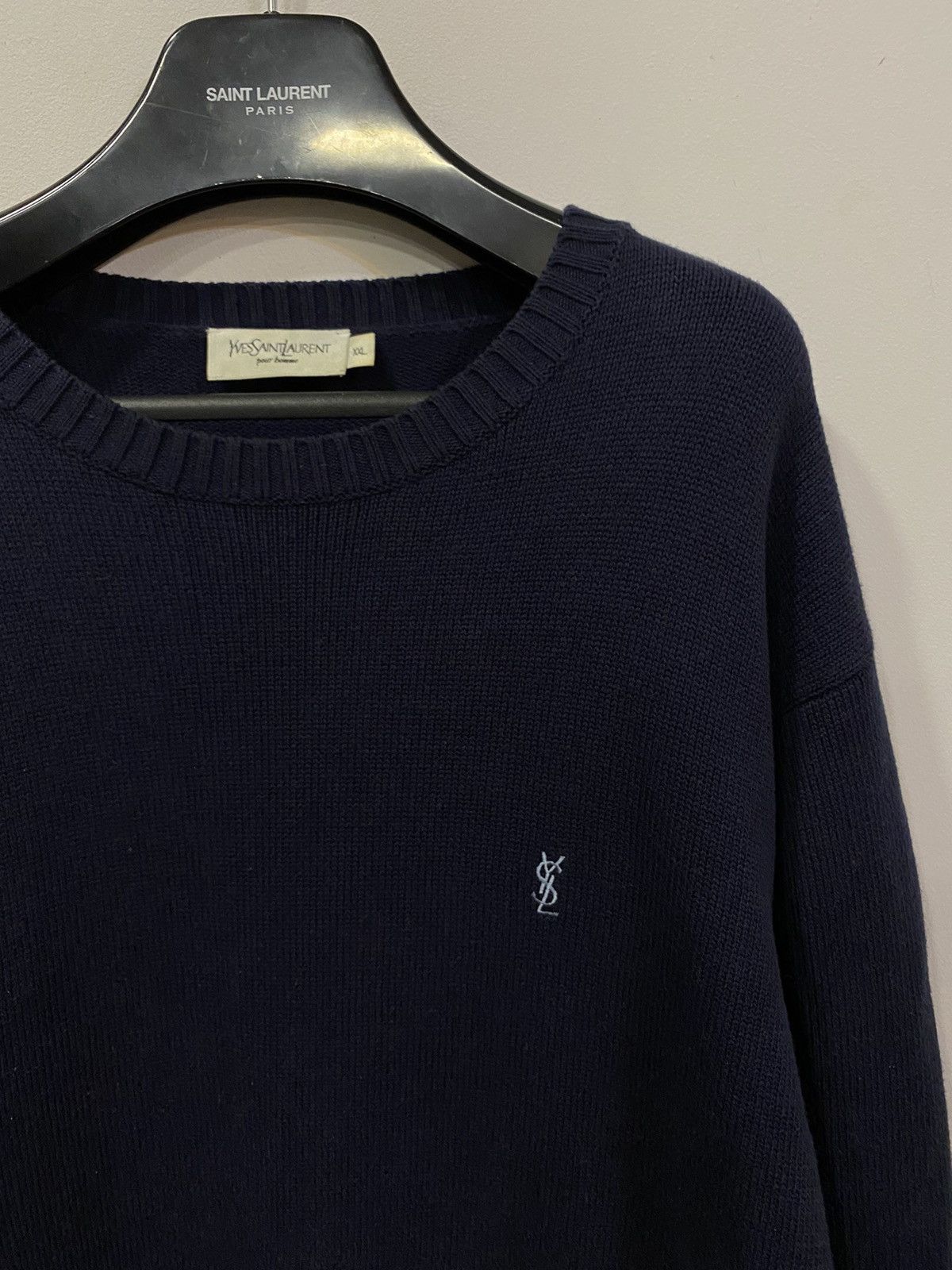 image of Vintage x YVES Saint Laurent YSL Sweater Knit Old Money in Dark Navy, Men's (Size 2XL)