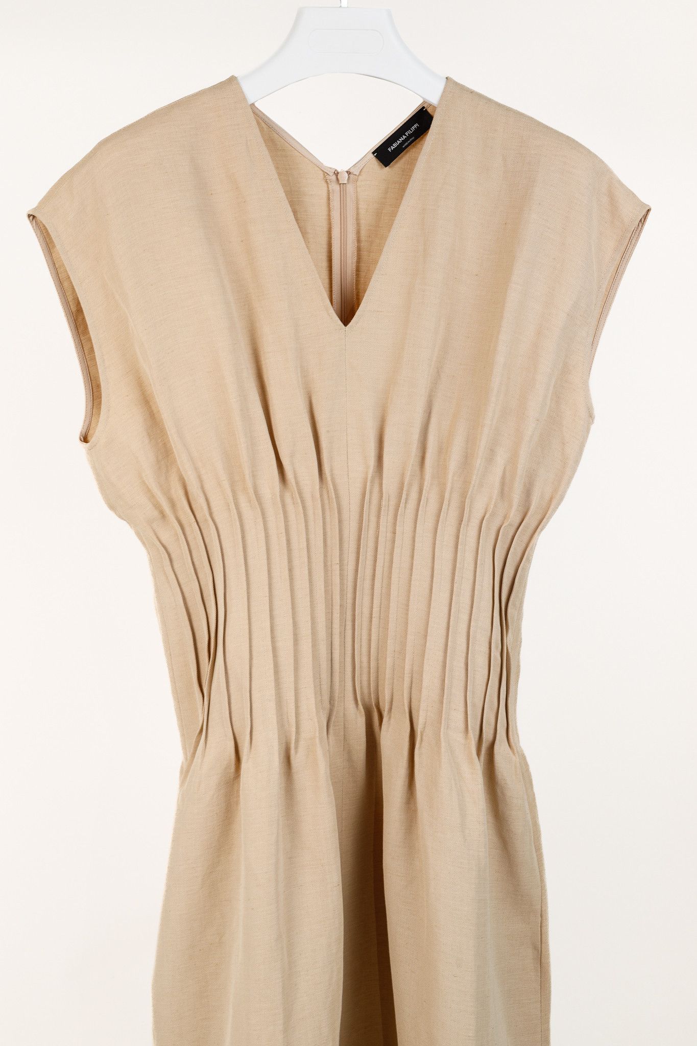 Fabiana Filippi Fabiana Filippi Cinched Pintucked Linen Twill Midi Dress Size S / US 4 / IT 40 - 3 Thumbnail