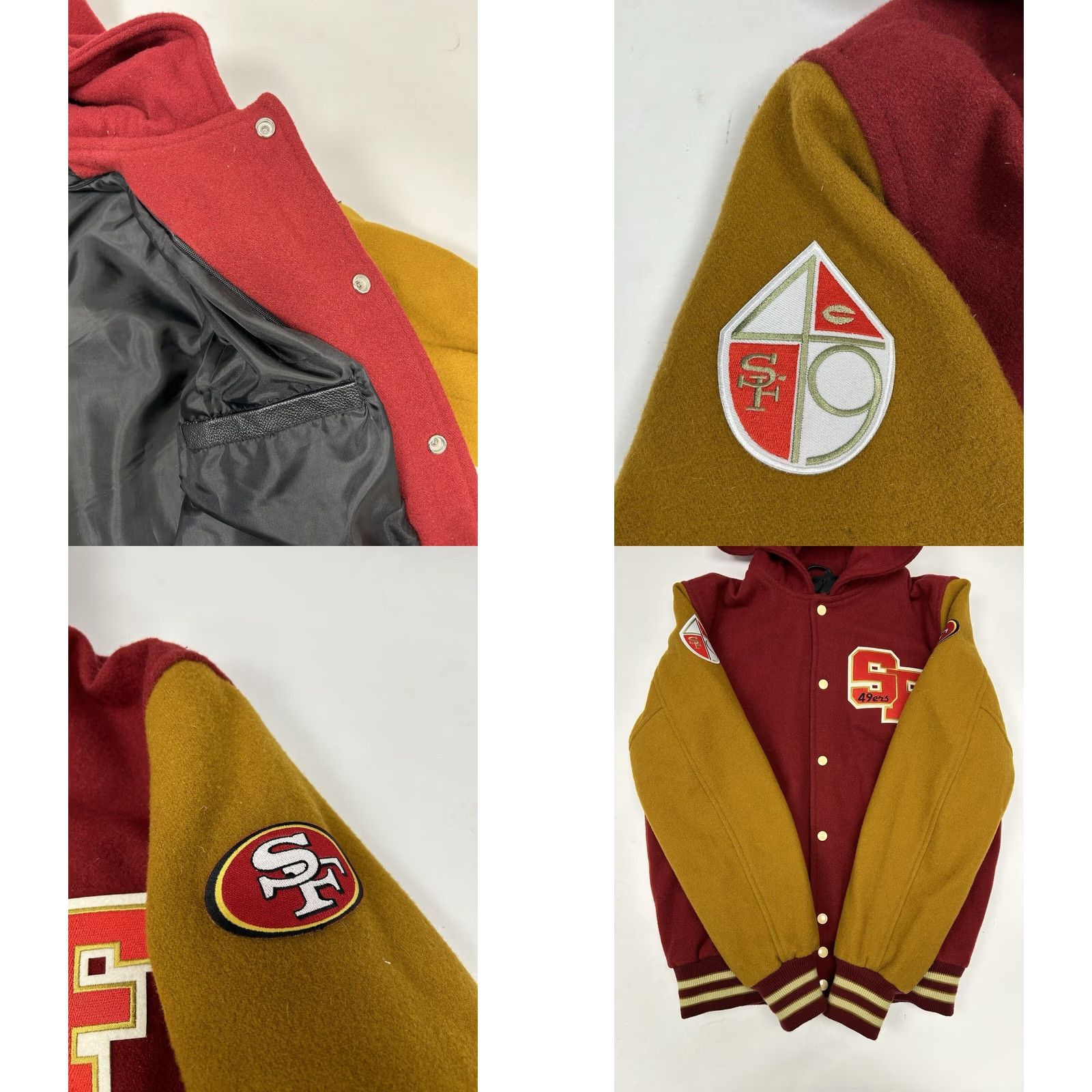 Vintage VINTAGE Stewart & Strauss Varsity Jacket San Francisco 49ers NFL Coat With Hood Adult Medium Black Size US M / EU 48-50 / 2 - 8 Thumbnail