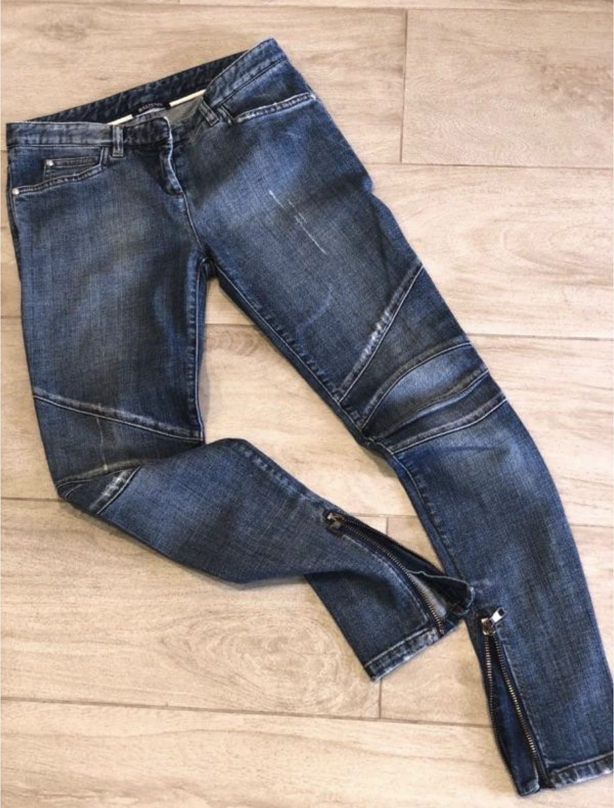 Balmain BALMAIN Zip Biker Denim Jeans Decarnin Pants Blue Size US 28 / EU 44 - 3 Thumbnail