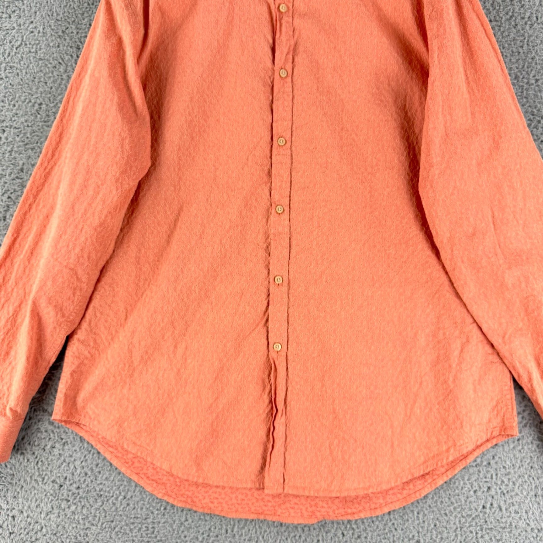 Robert Graham Robert Graham Button-Up Shirt Mens XL Orange Textured Long Sleeve Cotton Size US XL / EU 56 / 4 - 4 Thumbnail