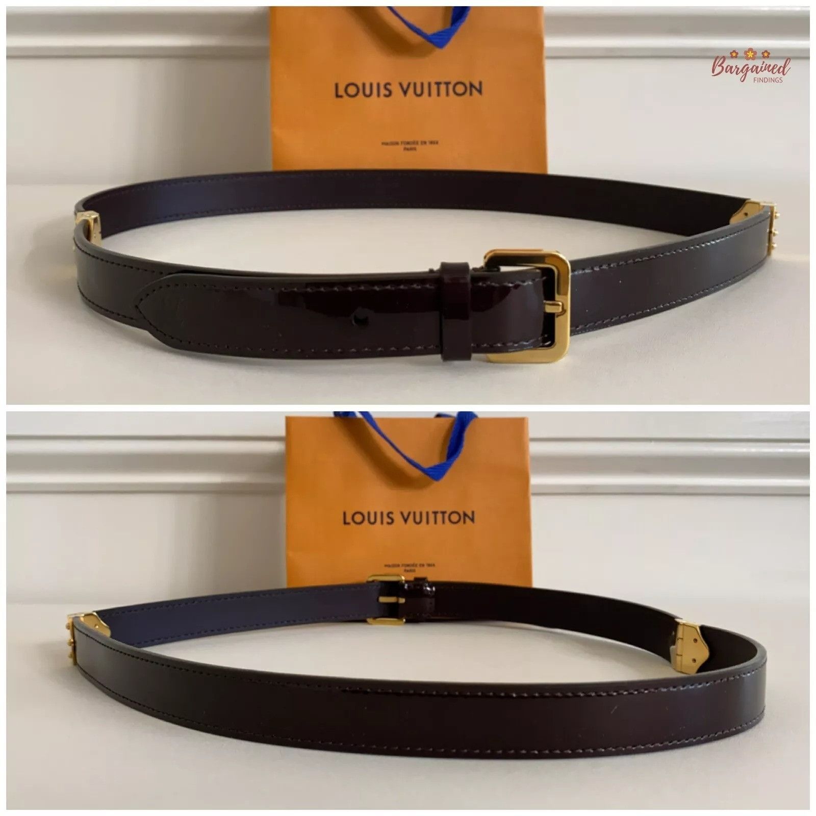 Louis Vuitton Louis Vuitton Amaranto Monogram Vernis Leather Gold Belt Size ONE SIZE - 3 Thumbnail
