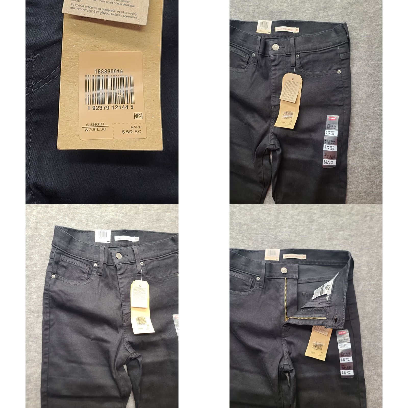 Levi's Levi's 724 Jeans Womens 6 Short 28x30 Slim Straight High Rise Black Jeans Slim 90s City Womens Size 28" / US 6 / IT 42 - 8 Thumbnail