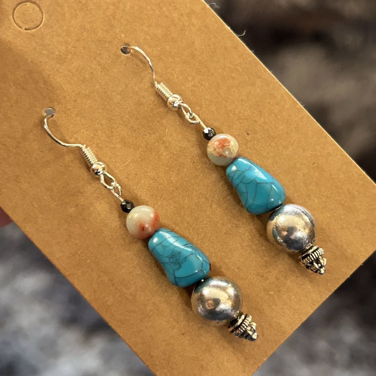 Handmade Handcrafted elegant genuine stone orca agate earrings Size ONE SIZE - 1 Thumbnail