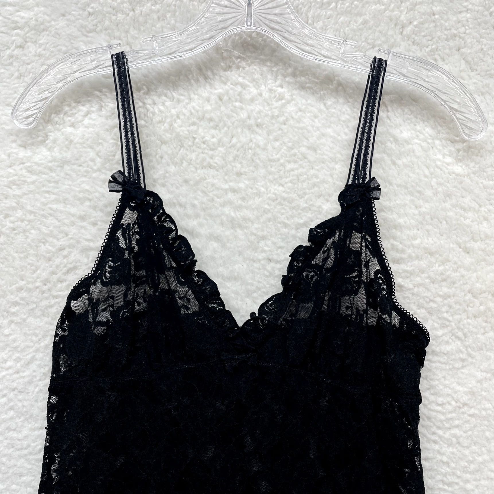Vintage VINTAGE Y2K Midi Slip Dress Black Lace Sheer Fairy Goth Victorian Negligee L Size L / US 10 / IT 46 - 3 Thumbnail