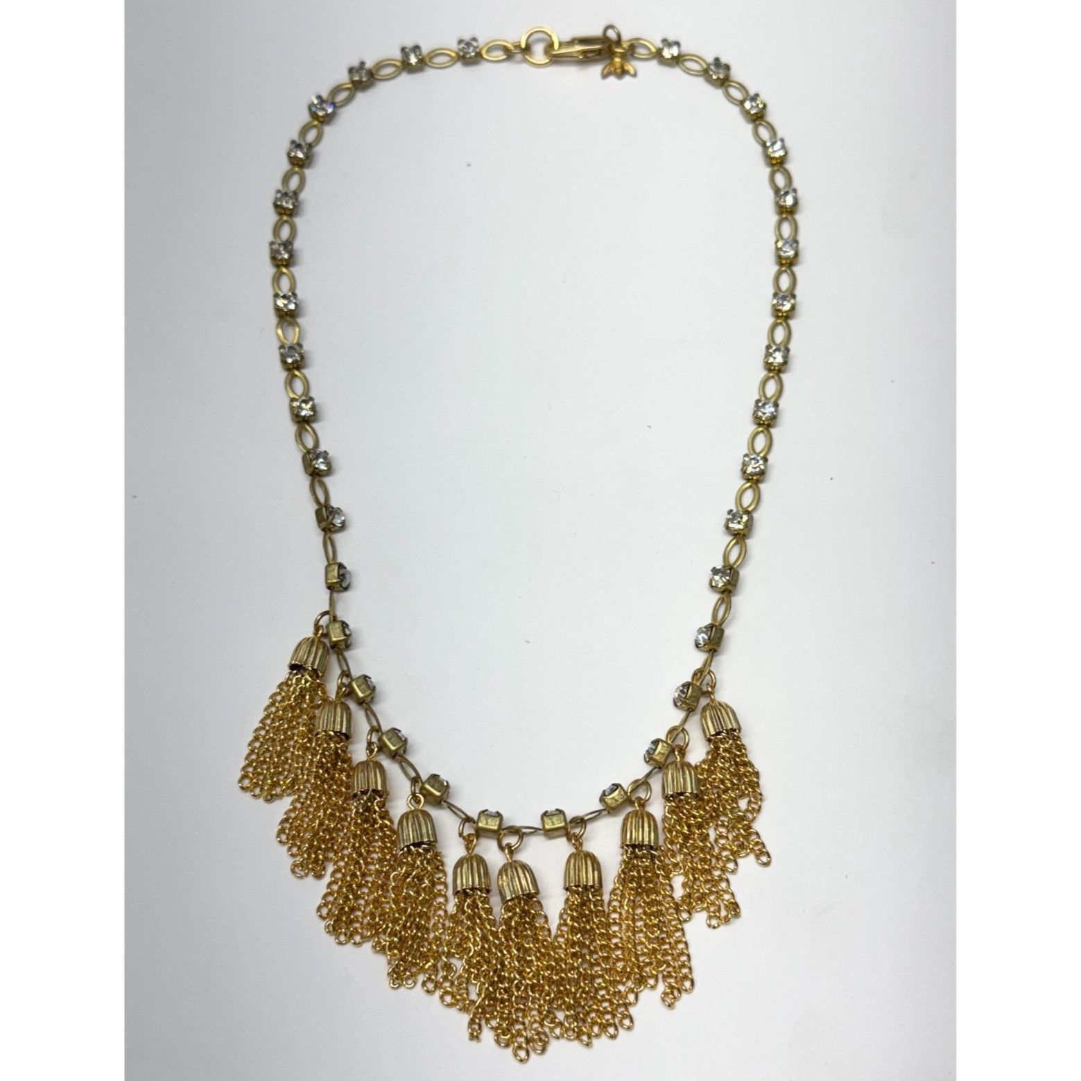 Vintage Vintage rhinestone chain tassel fringe collar necklace Size ONE SIZE - 1 Thumbnail