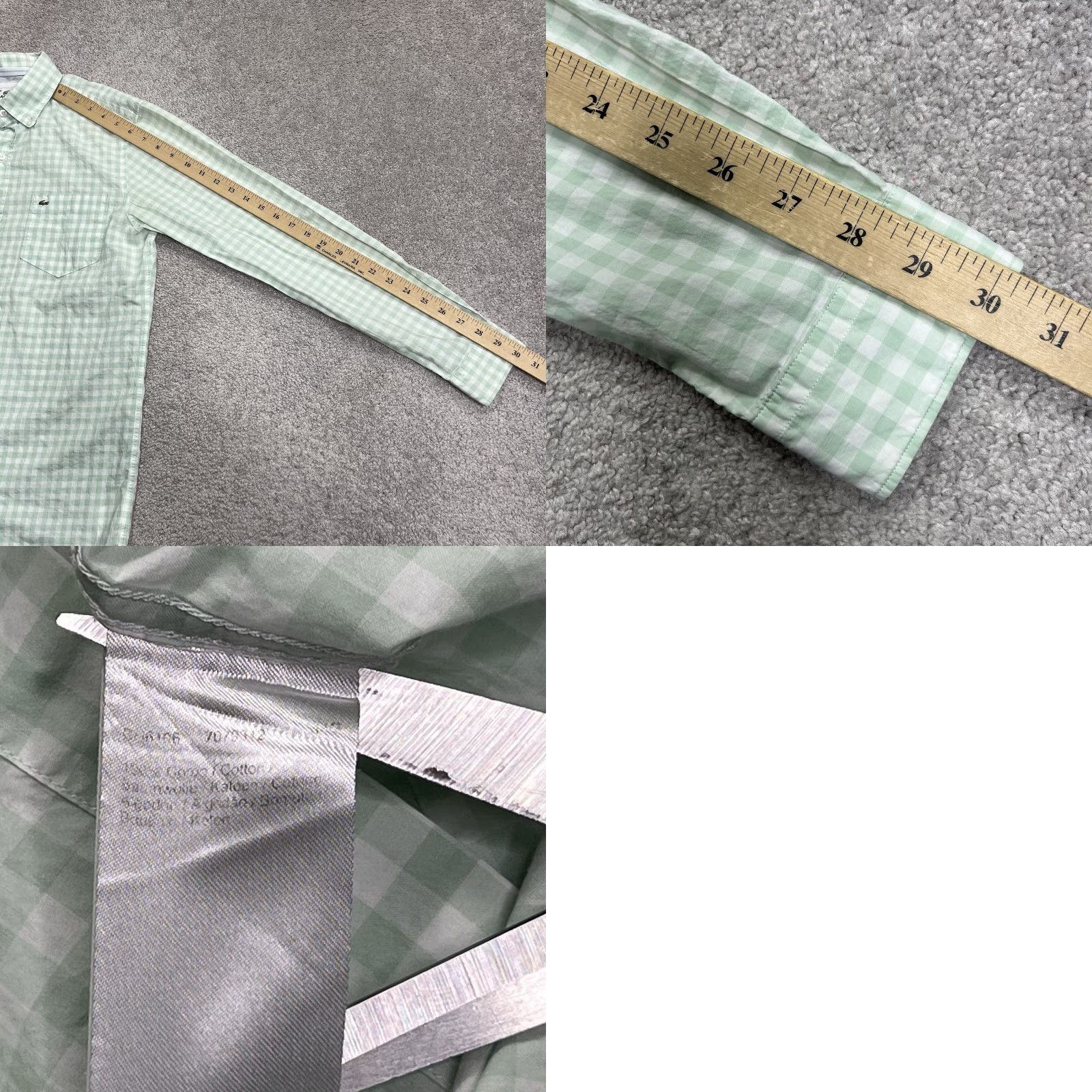 Lacoste Lacoste Shirt Men’s 38 Large Green White Check Button-Down Cotton Pocket Preppy Lightweight Shirt Size US L / EU 52-54 / 3 - 9 Thumbnail