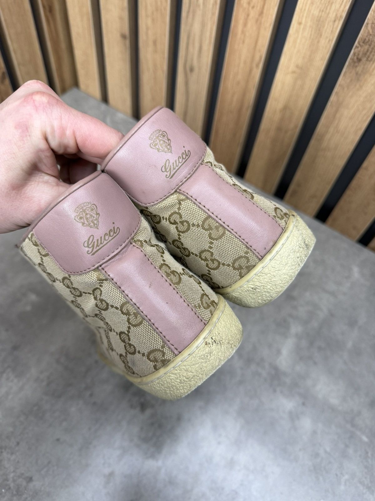 Gucci Gucci GG Monogram High Top Sneakers Pink Canvas Women Size US 8 / IT 38 - 12 Thumbnail