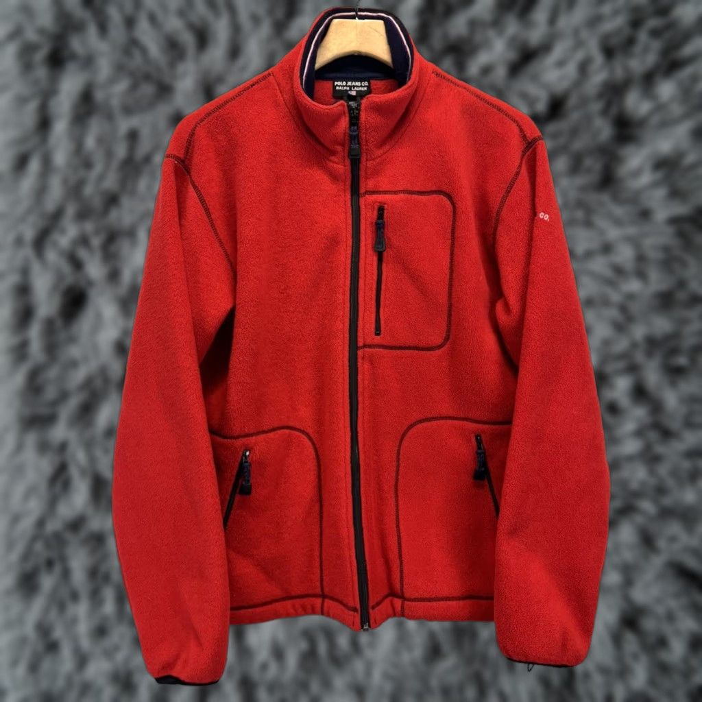 Polo Ralph Lauren Vintage Polo Jeans Co. Ralph Lauren Fleece Jacket Sz XL GUC Full Zip Red 90’s Size US XL / EU 56 / 4 - 1 Thumbnail