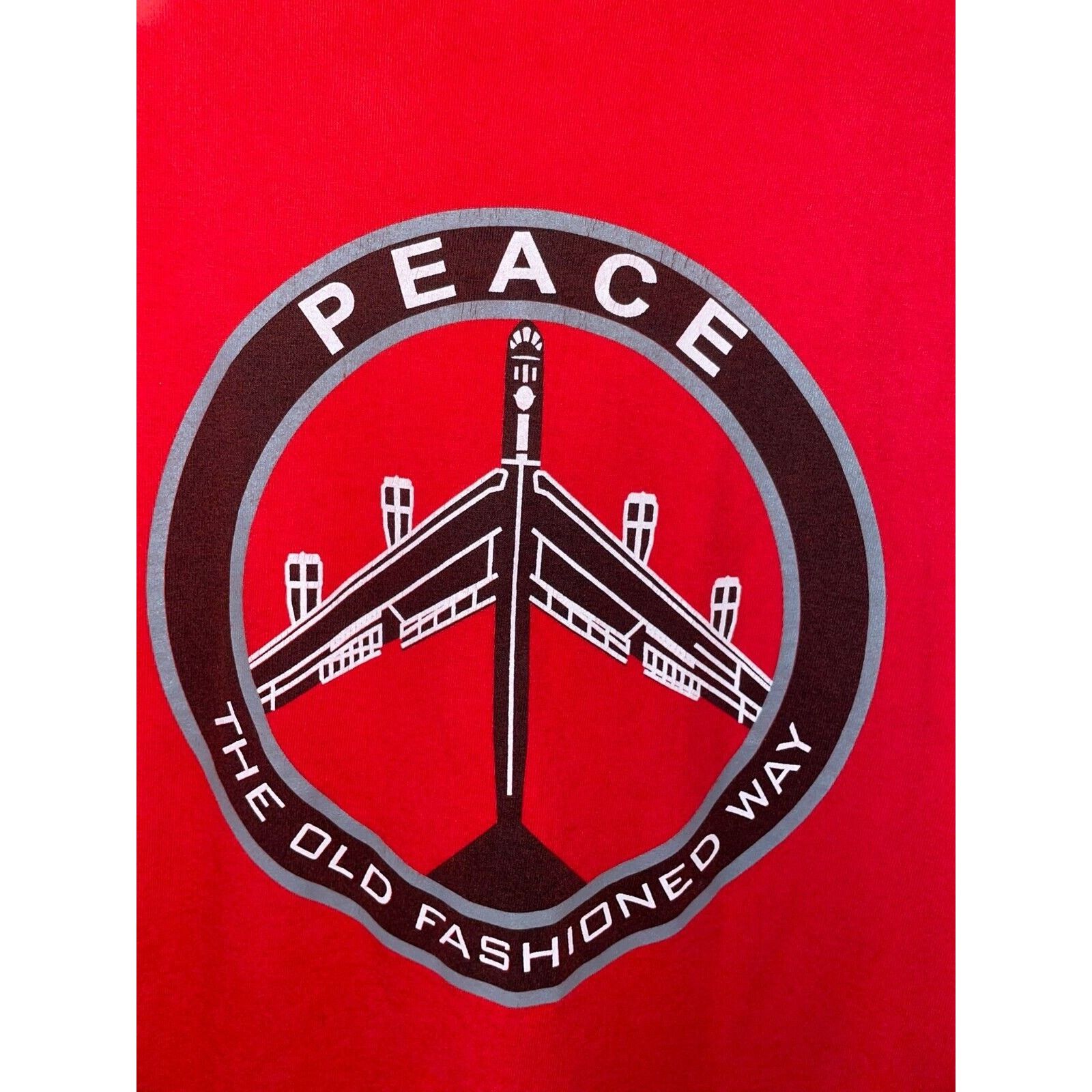 Gildan Vintage War Shirt Peace The Old Fashioned Way Tee Jet Large Size US L / EU 52-54 / 3 - 2 Thumbnail