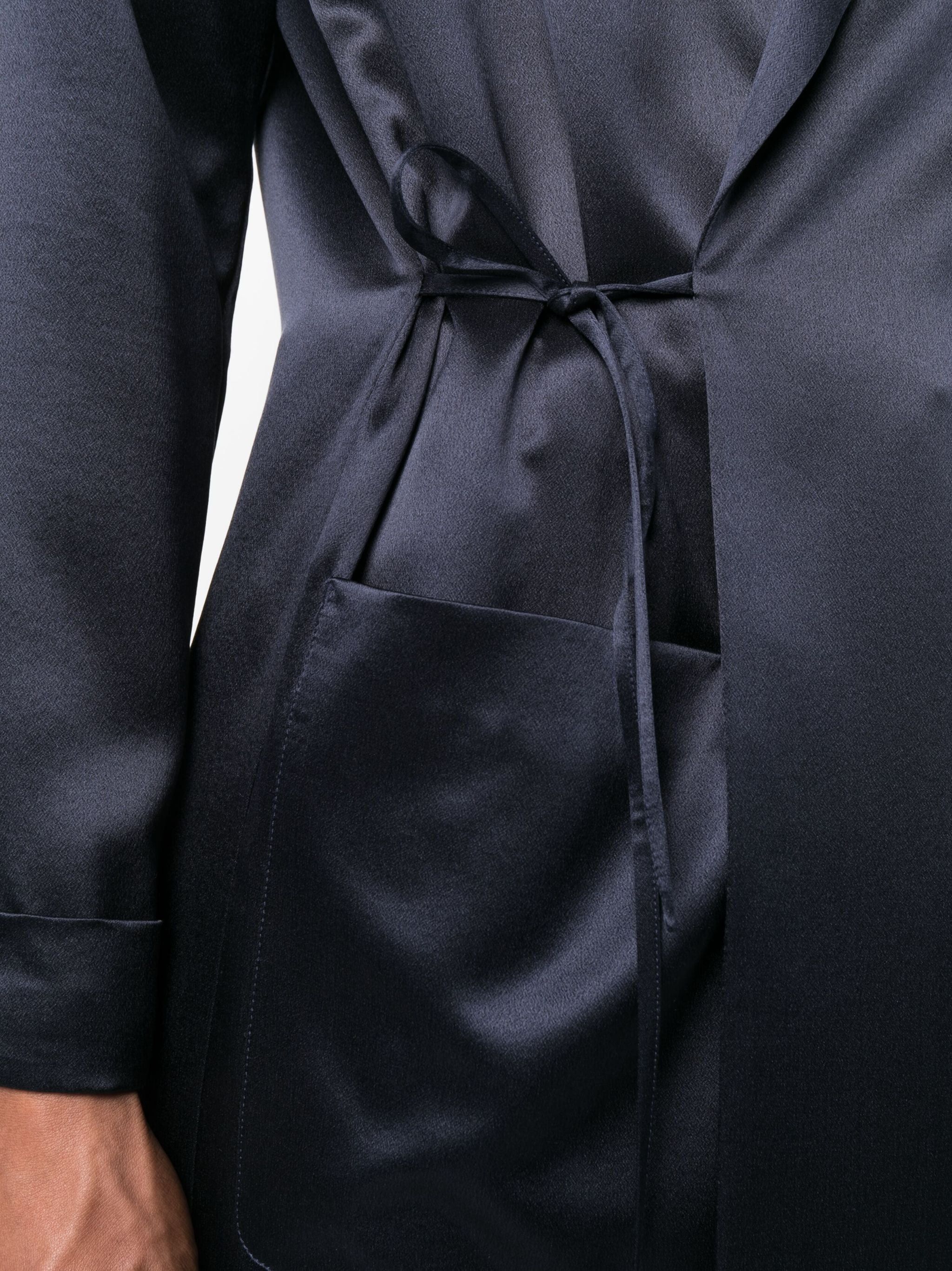 Saint Laurent Paris o1s1wg110924 Off-Centre Silk Coat in Navy Blue Size US XS / EU 42 / 0 - 5 Thumbnail