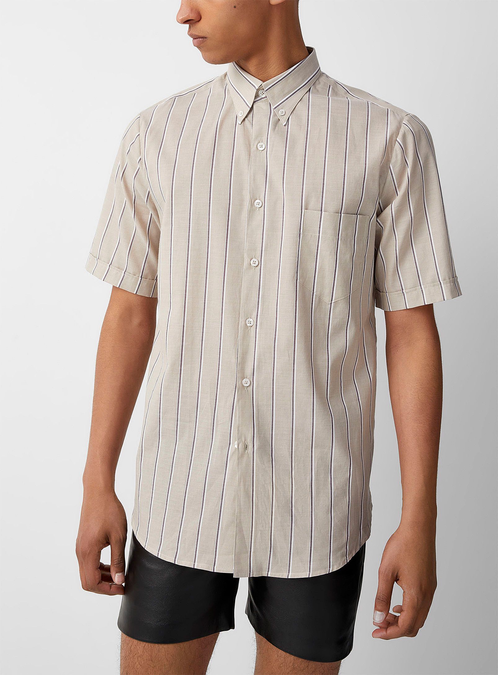 image of Ernest W Baker Ss23 Ernest W. Baker Short Sleeve Shirt 44 in Beige, Men's (Size Small)