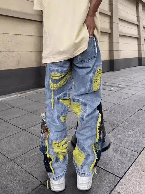 Japanese Brand × Jean Retro heavy embroidery ripped washed distressed jeans Size US 32 / EU 48 - 3 Thumbnail
