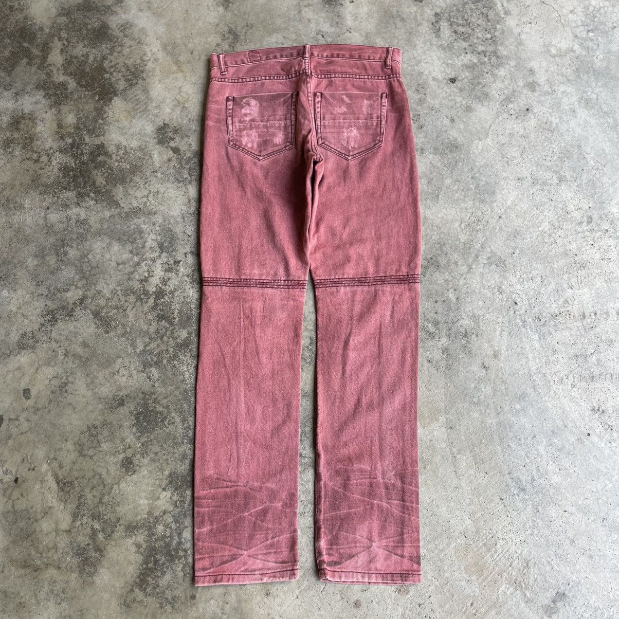 semanticdesign 🔥🇯🇵Semantic Design Emo Rock Gothic Bikers Maroon Denim Jeans Size US 33 - 4 Thumbnail