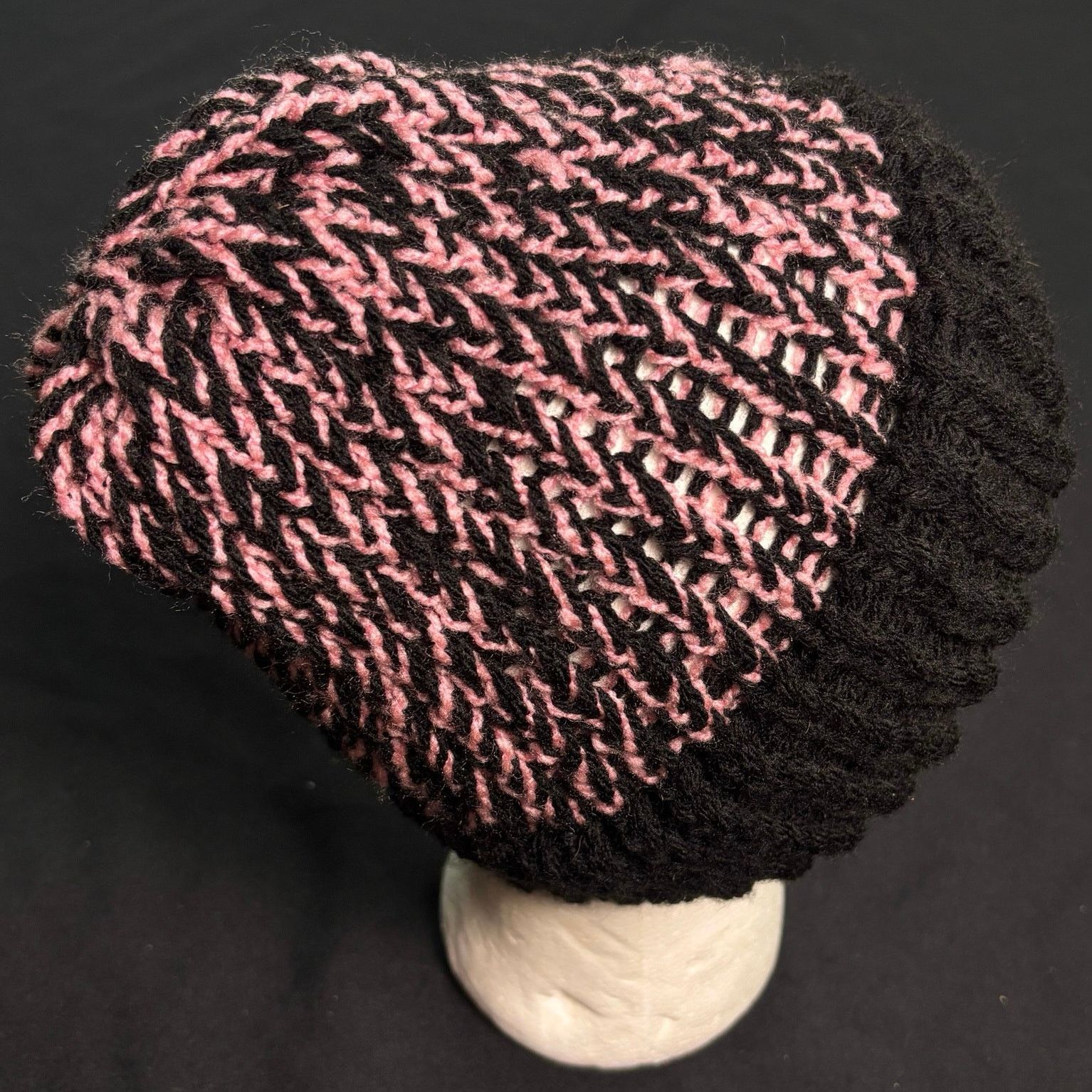 Other Pink & Black Knit Beanie Size ONE SIZE - 2 Thumbnail