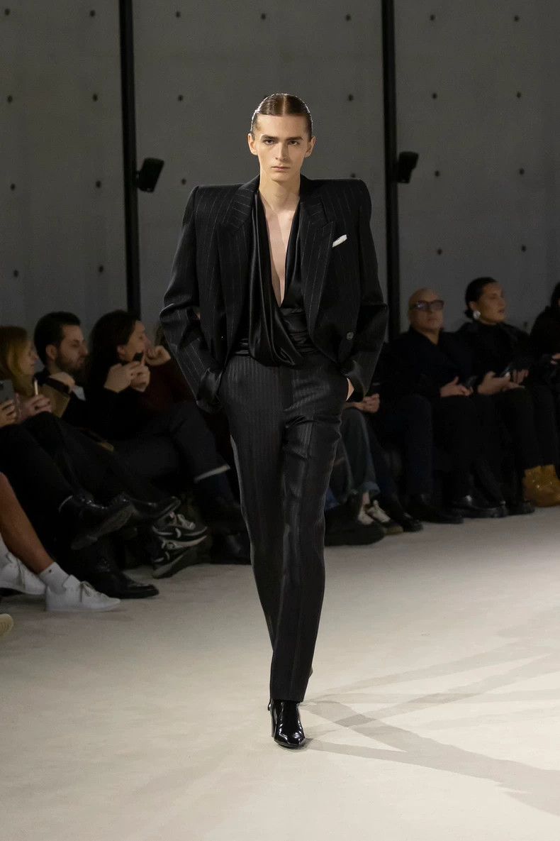 Saint Laurent Paris saint Laurent paris23fw Shoulder Pad Wool Stripe blazer 25 Size 50R - 6 Thumbnail