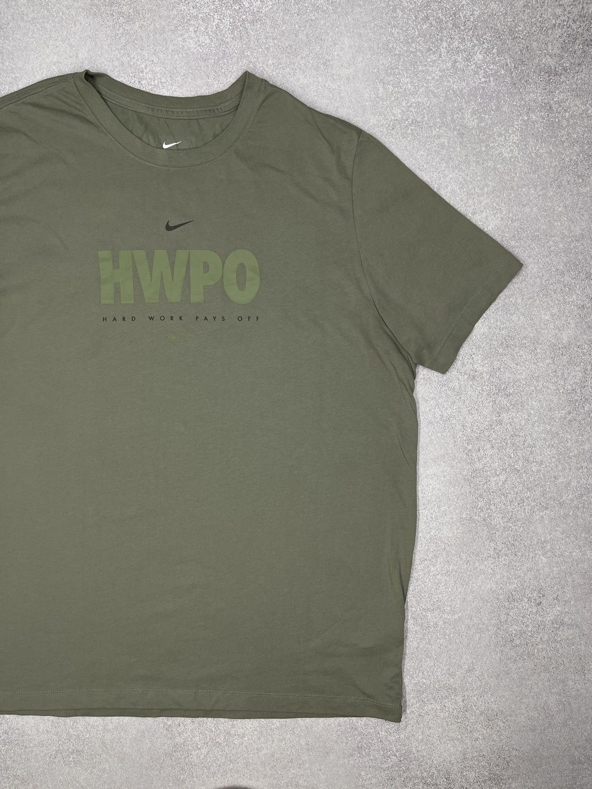 Nike × Nike ACG Mens Nike HWPO Hard Work Pays Off T Shirt Olive Y2K Size XL Size US XL / EU 56 / 4 - 3 Thumbnail