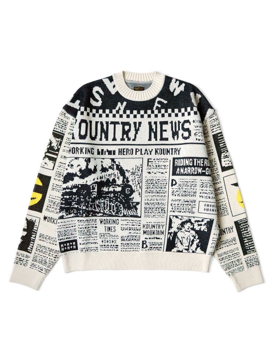 Kapital Kapital 8G KOUNTRY NEWS Newspaper print crew sweater Size US S / EU 44-46 / 1 - 2 Thumbnail