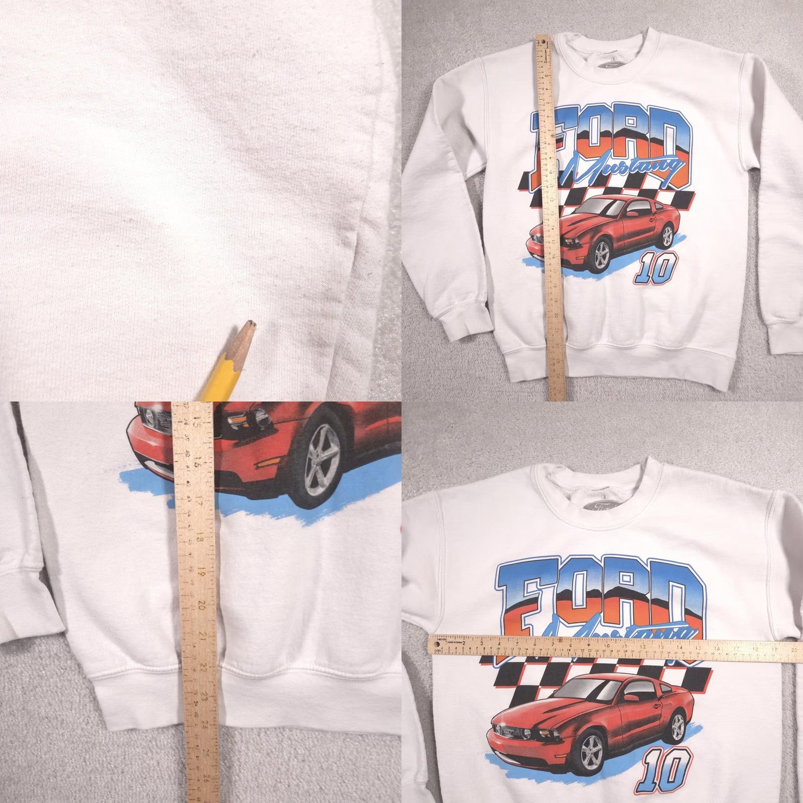 Ford Ford Mustang Sweatshirt Adult S White Graphic Pullover Fleece Racing Car Size S / US 4 / IT 40 - 8 Thumbnail