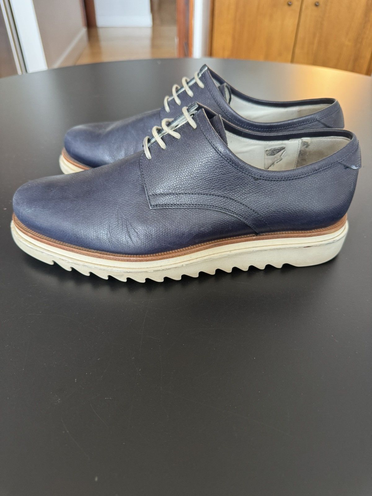 Salvatore Ferragamo Ferragamo Leather Derby, navy Size US 8 / EU 41 - 4 Thumbnail