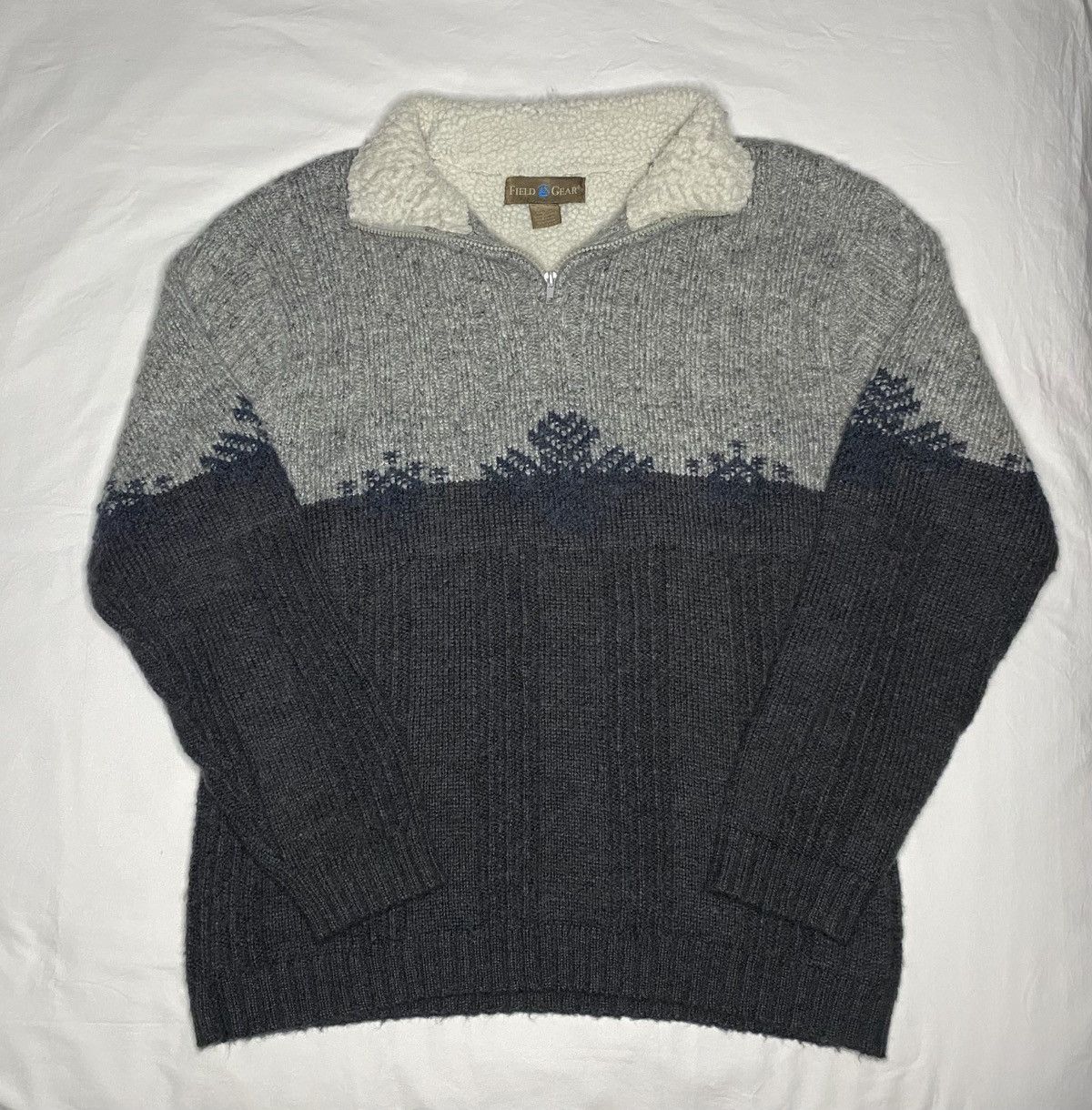 Other Field Gear Sweater Mens XL 1/4 Zip Grey Knit Wool Blend Size US XL / EU 56 / 4 - 3 Thumbnail
