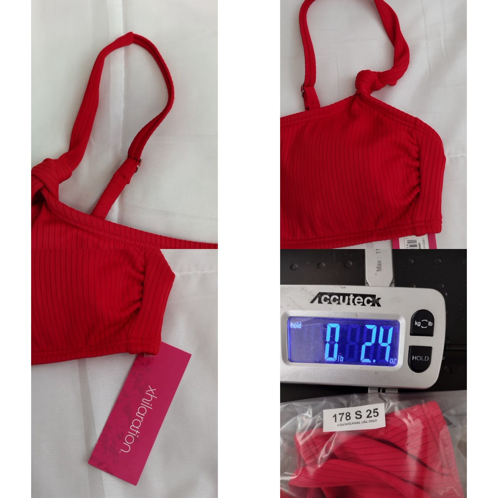 Vintage Xhilaration Bralette Bikini Swim Top Red M Juniors Women Spaghetti Strap Padded Solid Beach Swimsuit Size M / US 6-8 / IT 42-44 - 8 Thumbnail