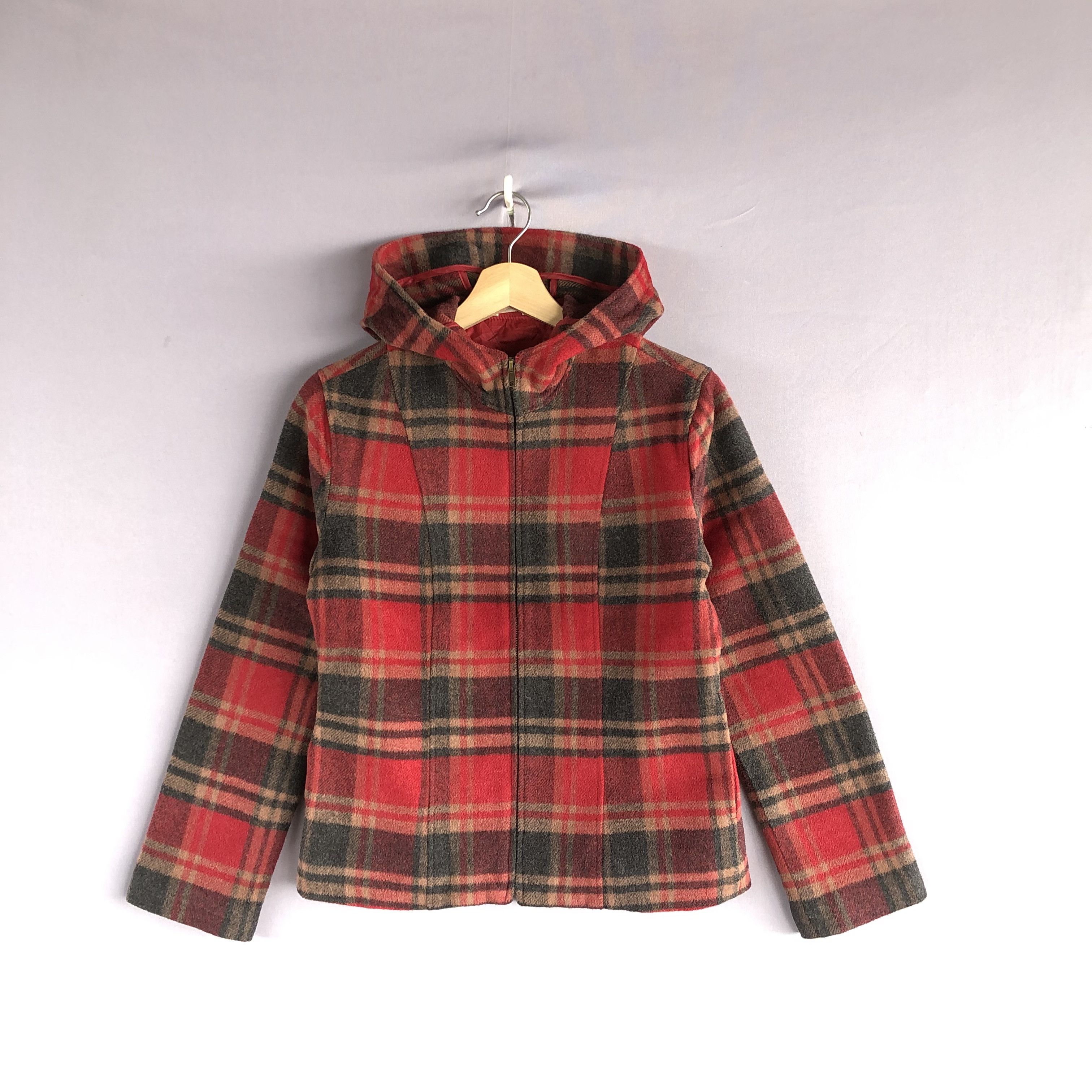 Japanese Brand × Vintage Vintage Fabriarno Plaid Tartan Hoodie Wool Jacket Size US XS / EU 42 / 0 - 1 Thumbnail