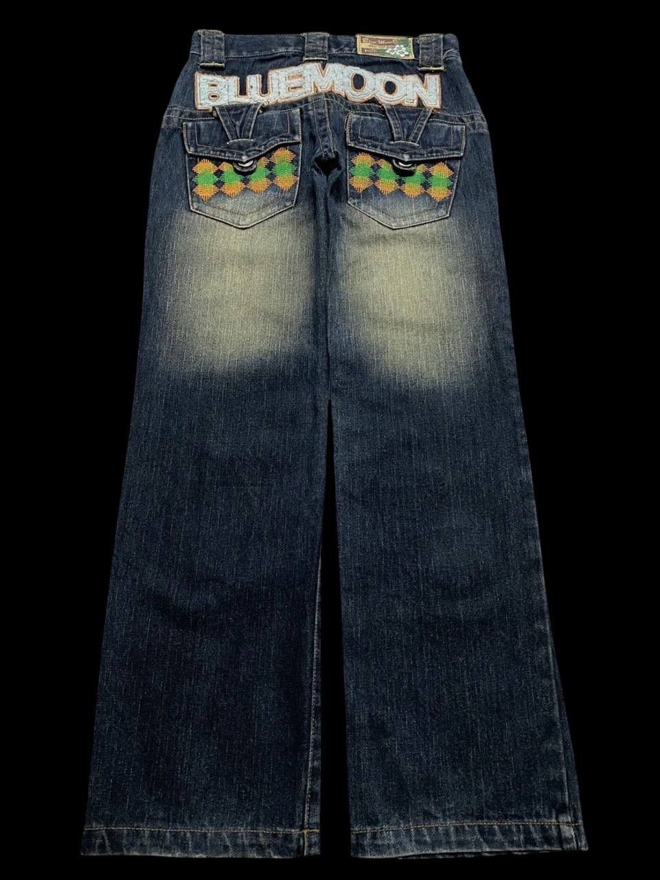 Vintage RARE 90s Blue Moon Blue Mudwash Clawmark Logo Insane Jean Size US 28 / EU 44 - 1 Thumbnail