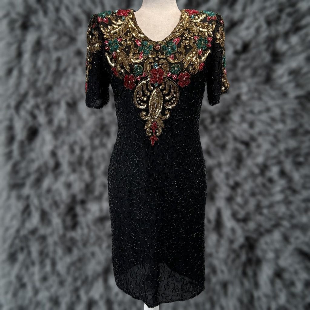 peace and love beaded dress Scala 61336 Prom Long Beaded Dress – The Dress Outlet