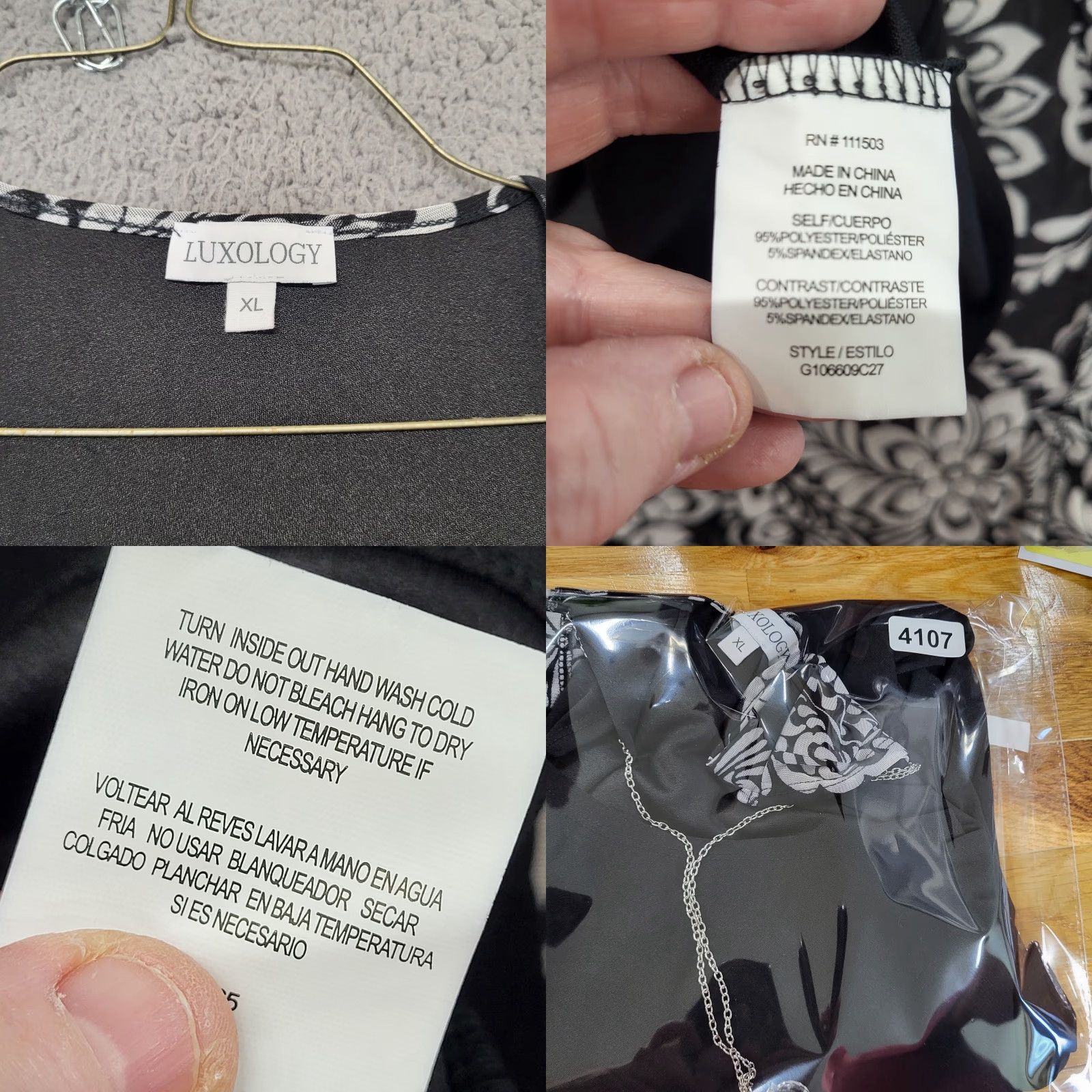 Vintage Luxology Dress Womens XL Black & White Sheath Evening w/Detachable Necklace Size XL / US 12-14 / IT 48-50 - 9 Thumbnail