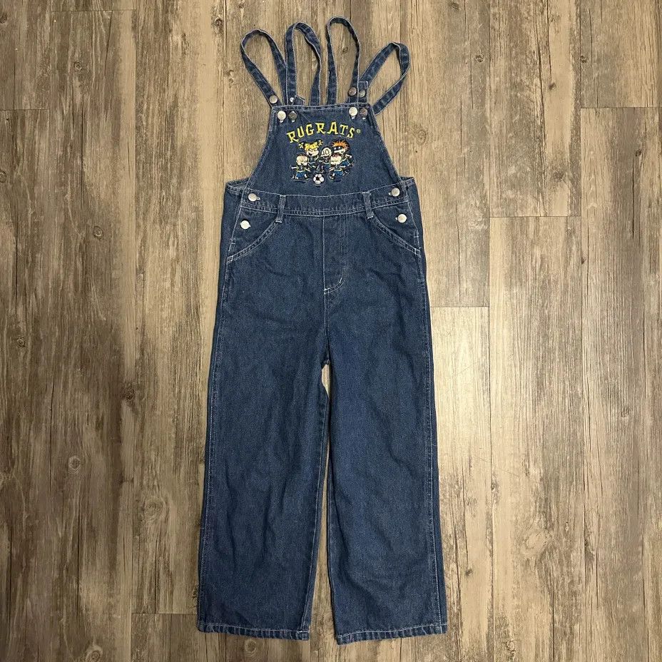 Nickelodeon Vintage 90s Nickelodeon Rugrats Soccer Denim Overalls Size 28" / US 6 / IT 42 - 1 Thumbnail