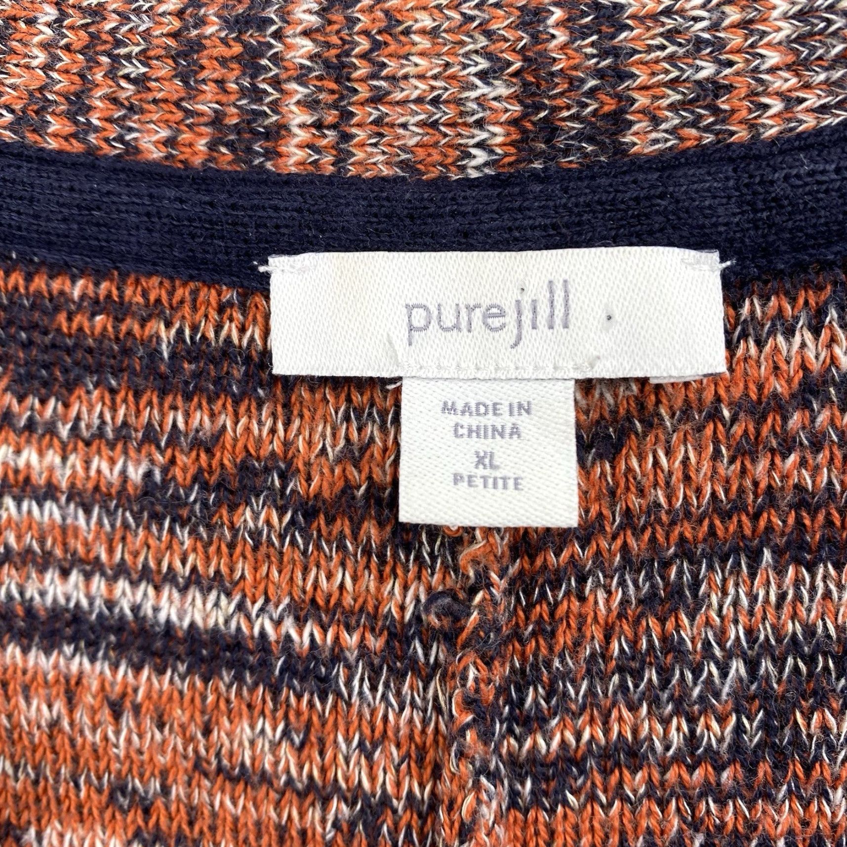 J. Jill J. Jill Sweater Womens XL Petite Multicolor Striped Knit V-Neck 3/4 Sleeve Pullover Collarless Hand Wash Fall Spring Womens Size XL / US 12-14 / IT 48-50 - 3 Thumbnail
