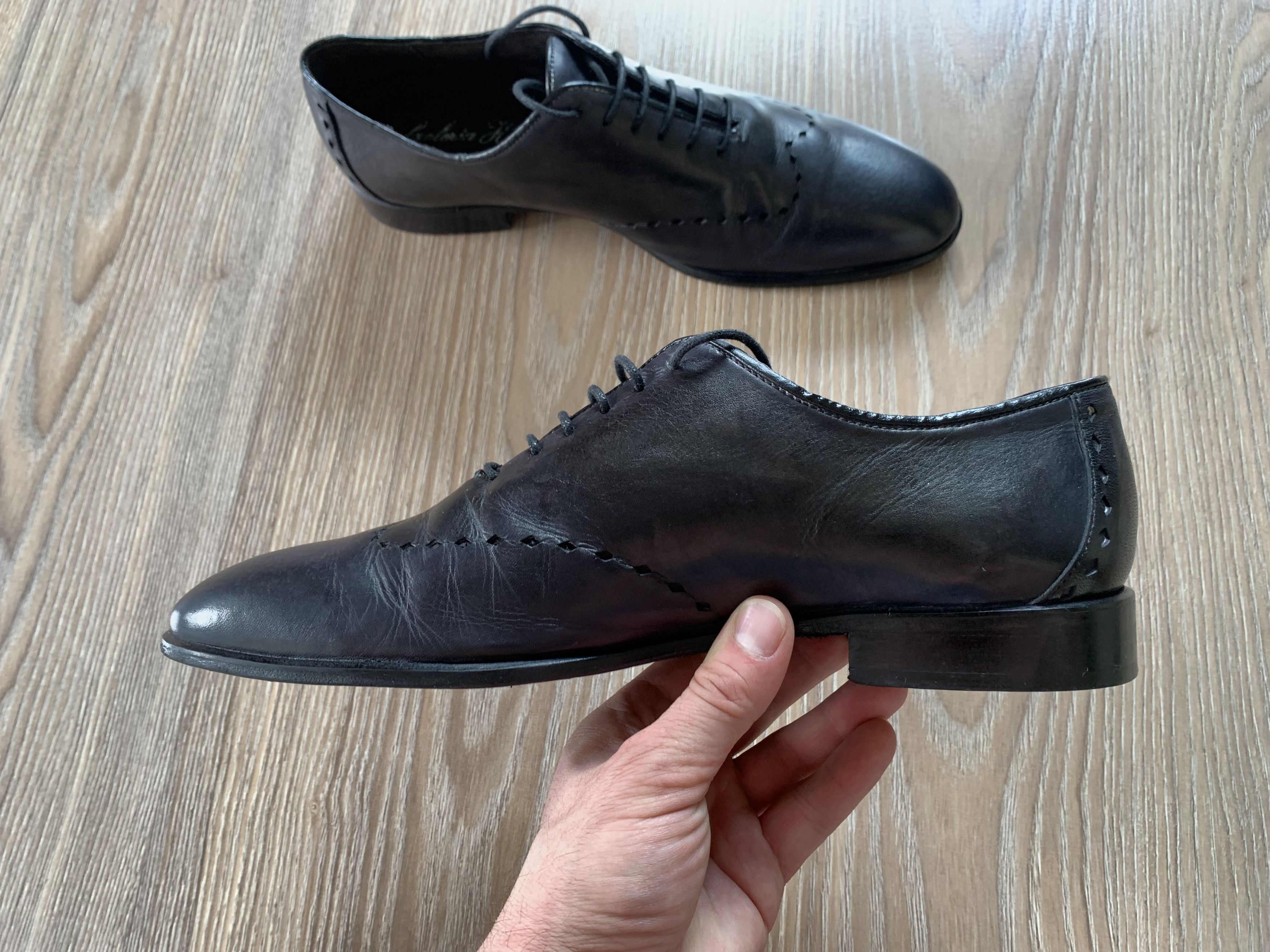 Santoni Fatte A Mano Italian Leather Oxford Shoes Size US 7.5 / EU 40-41 - 5 Thumbnail