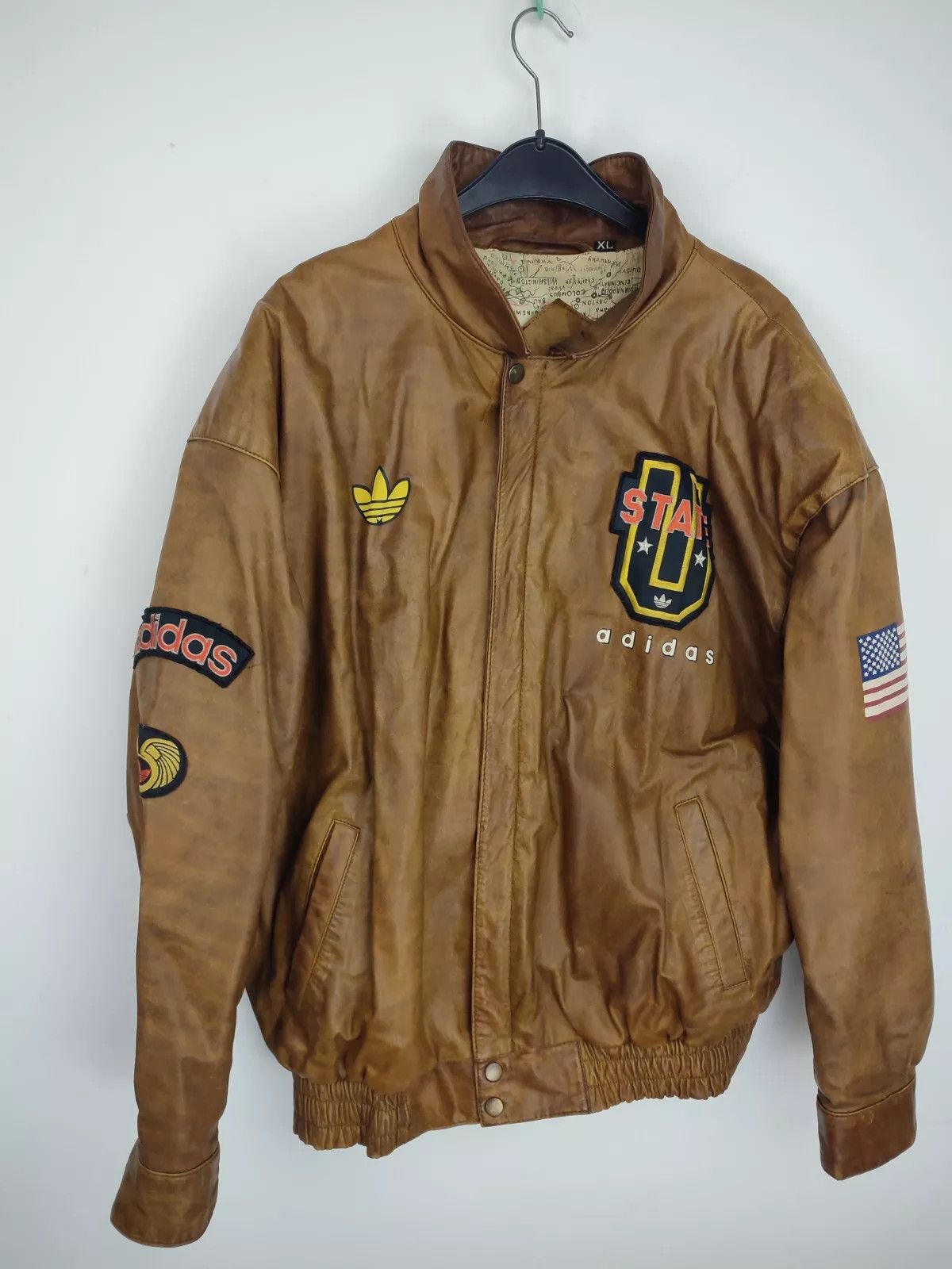 Vintage Adidas Olympics leather jacket
