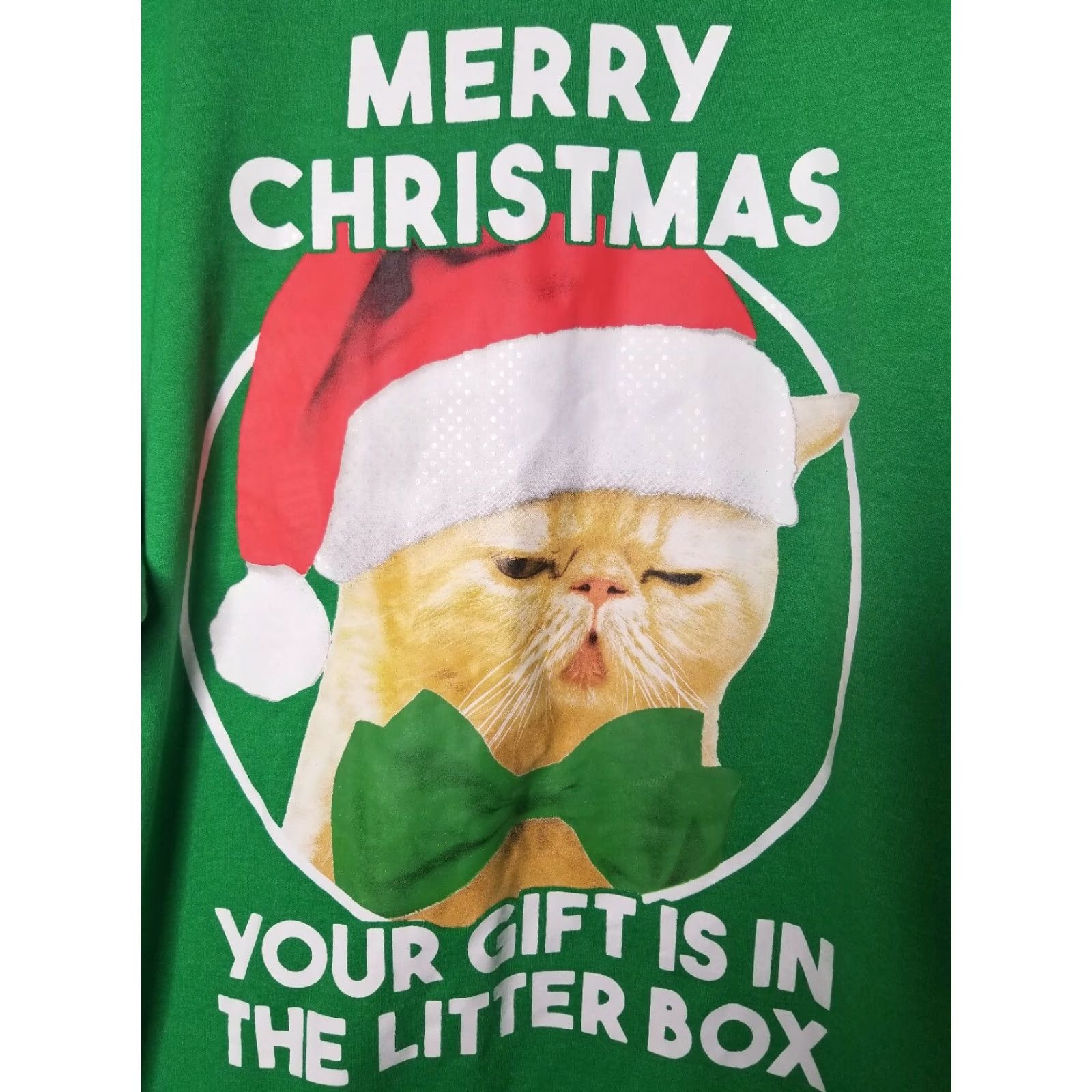 Mad Engine Mens XL Your Gift is in The Litter Box Santa Cat Christmas Sweatshirt Size US XL / EU 56 / 4 - 2 Thumbnail