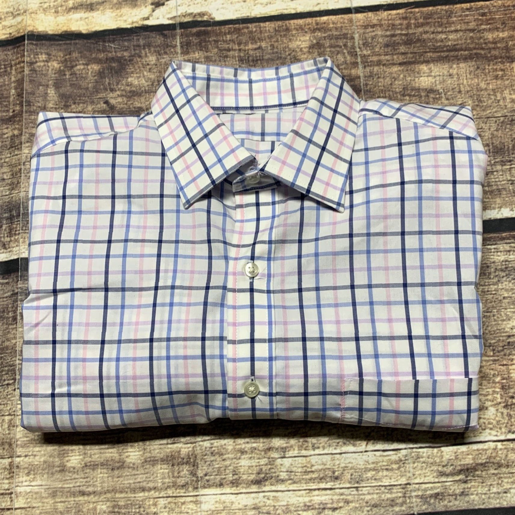 Club Room Club Room Shirt Men's XL White Blue Plaid Button-Front Casual Size US XL / EU 56 / 4 - 8 Thumbnail