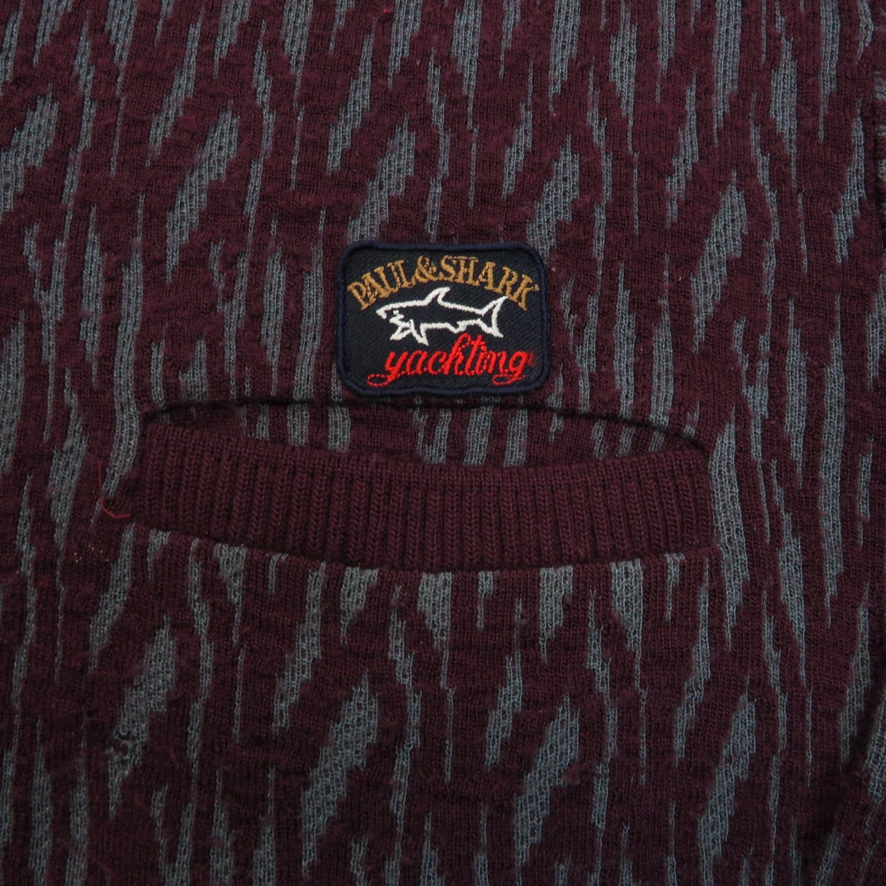 Paul & Shark VINTAGE Paul & Shark Yachting Sweater Mens M Maroon Long Sleeve Polo Tiger Stripe Size US M / EU 48-50 / 2 - 6 Thumbnail