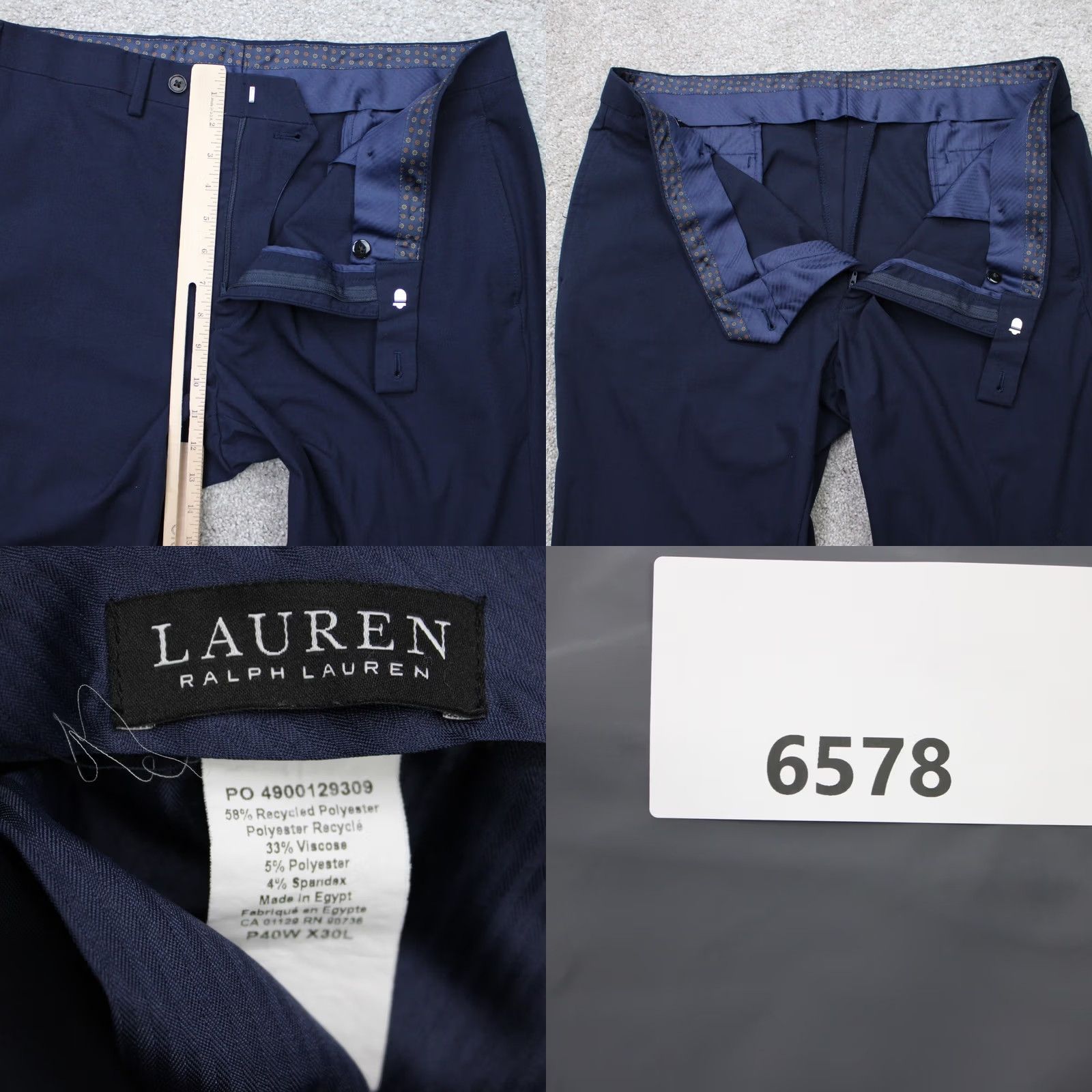 Ralph Lauren LAUREN Ralph Lauren Pants Mens 40x30 Blue Flat Front Polyester/Viscose Stretch Dress Pants Regular Mens Blue 90s Preppy Style Size US 40 / EU 56 - 8 Thumbnail