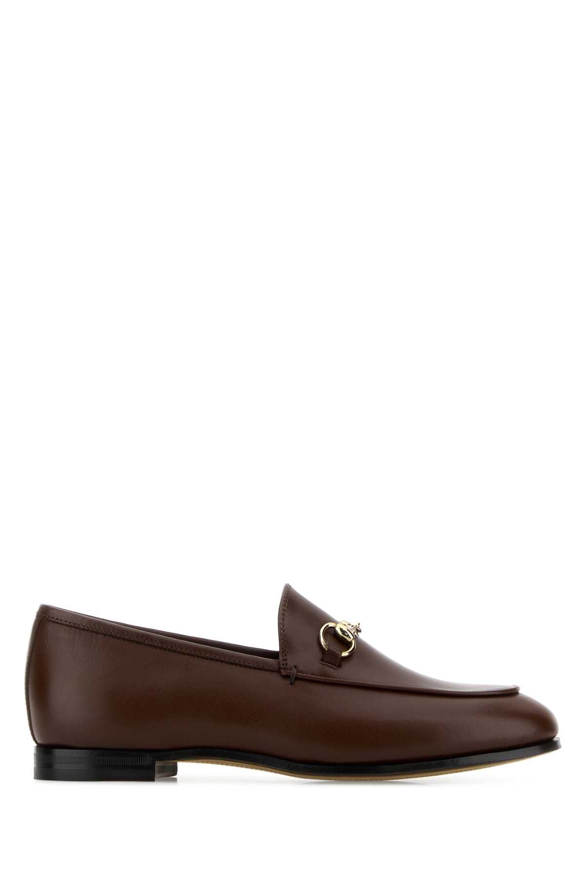 Chocolate Leather Gucci Jordaan Loafers