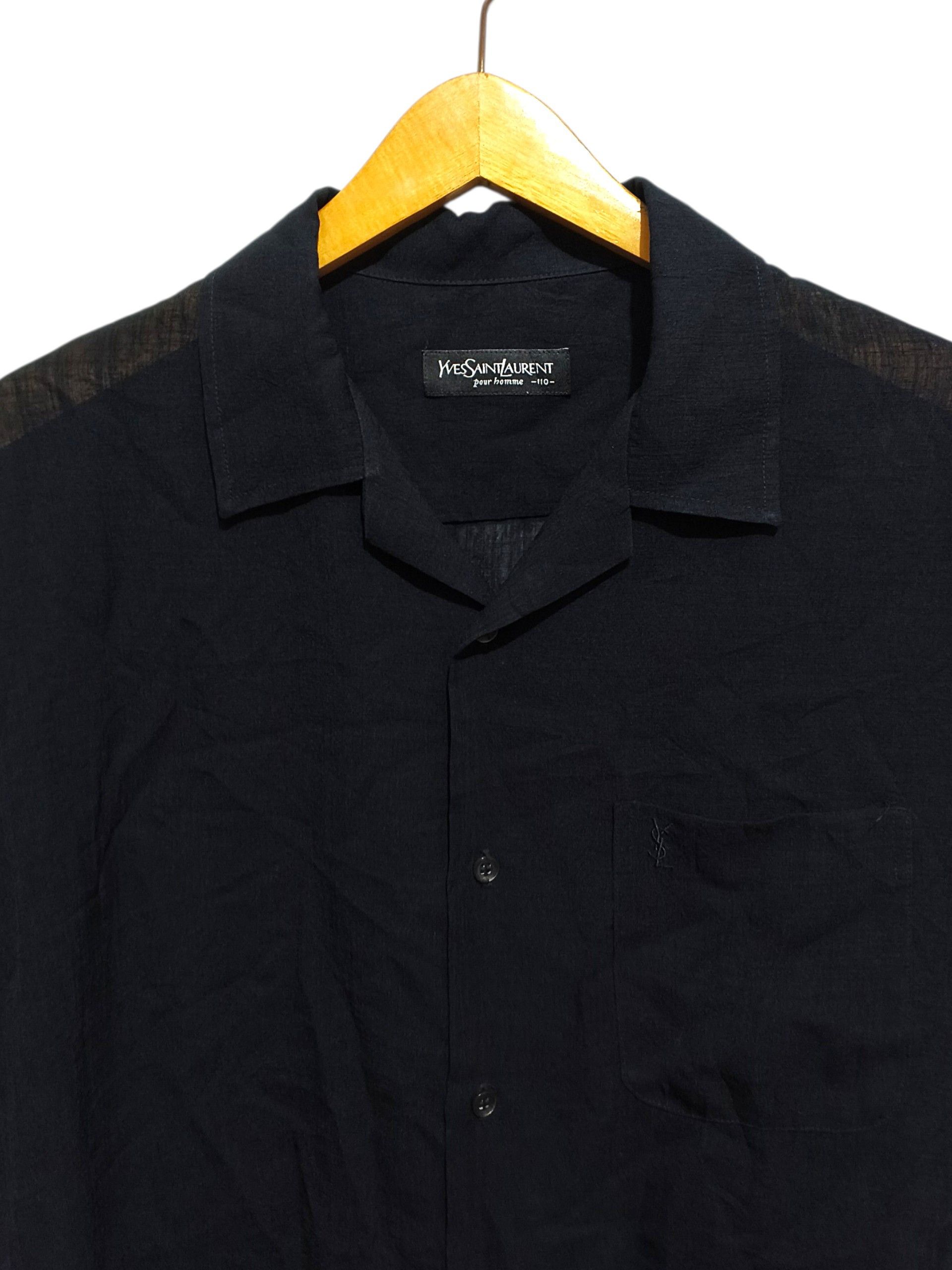 Yves Saint Laurent Yves Saint Laurent Pour Homme Black Sheer Open Collar shirt Size US L / EU 52-54 / 3 - 3 Thumbnail