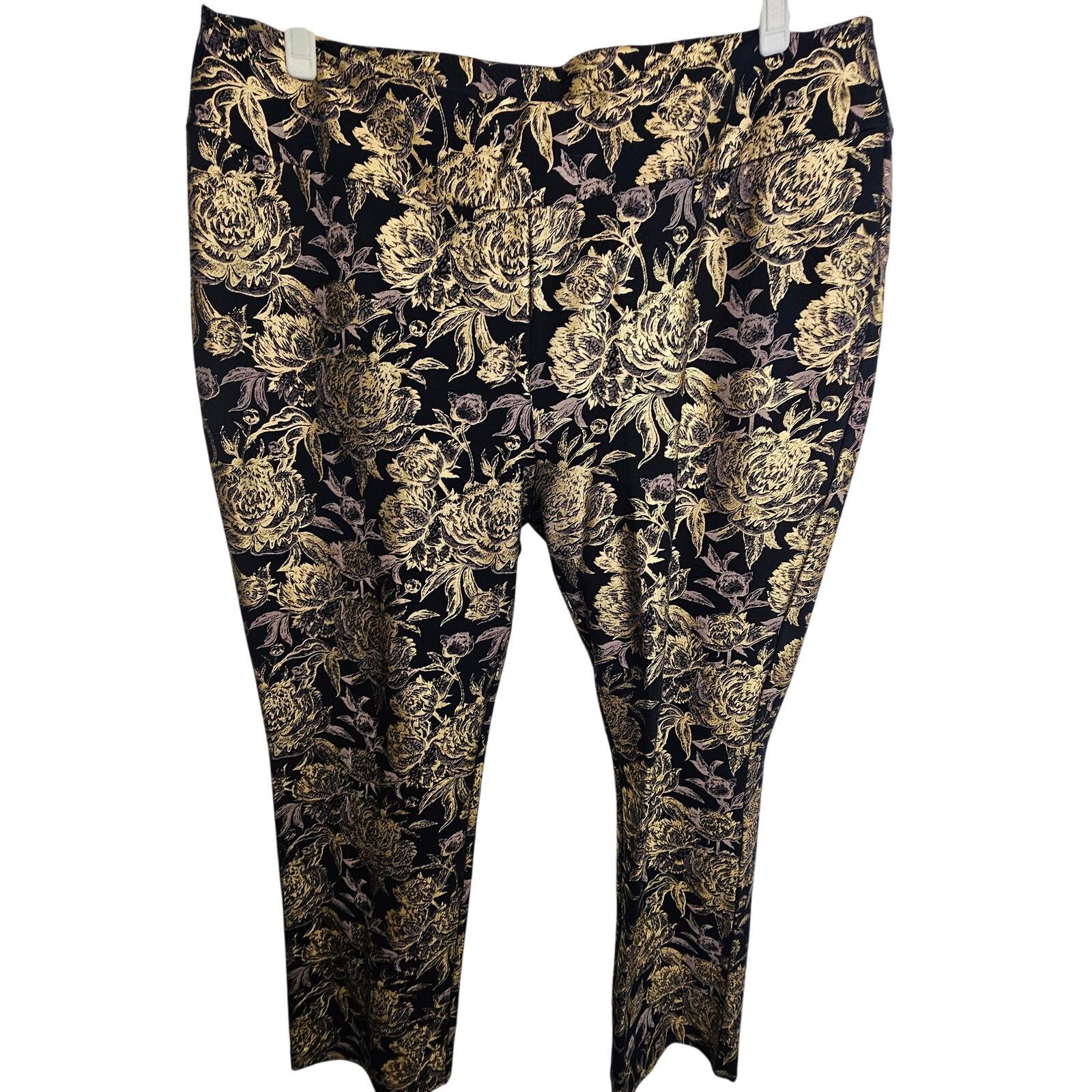 Soft Surroundings Soft Surroundings Moonstruck Gold Metallic Floral Pants Size 42" / US 20 - 2 Thumbnail