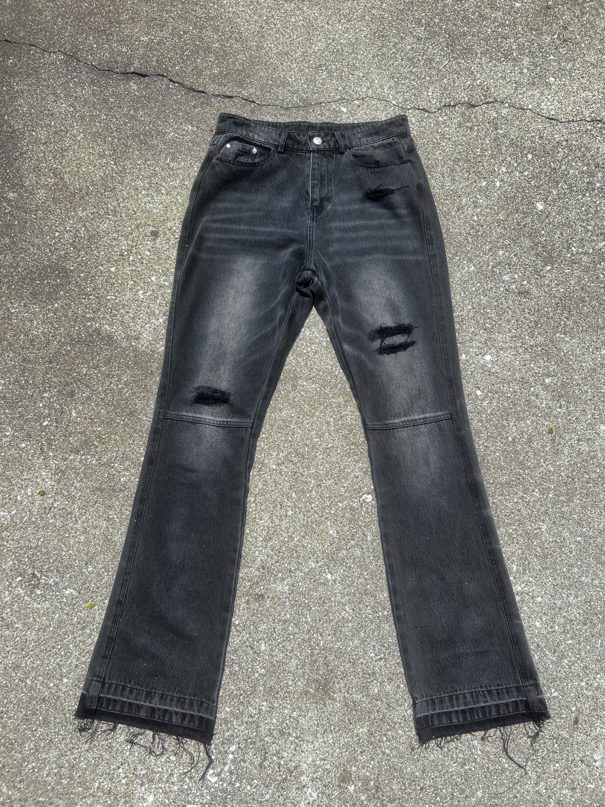 Rare black Ash Denim Black Faded slim Boot cut rare