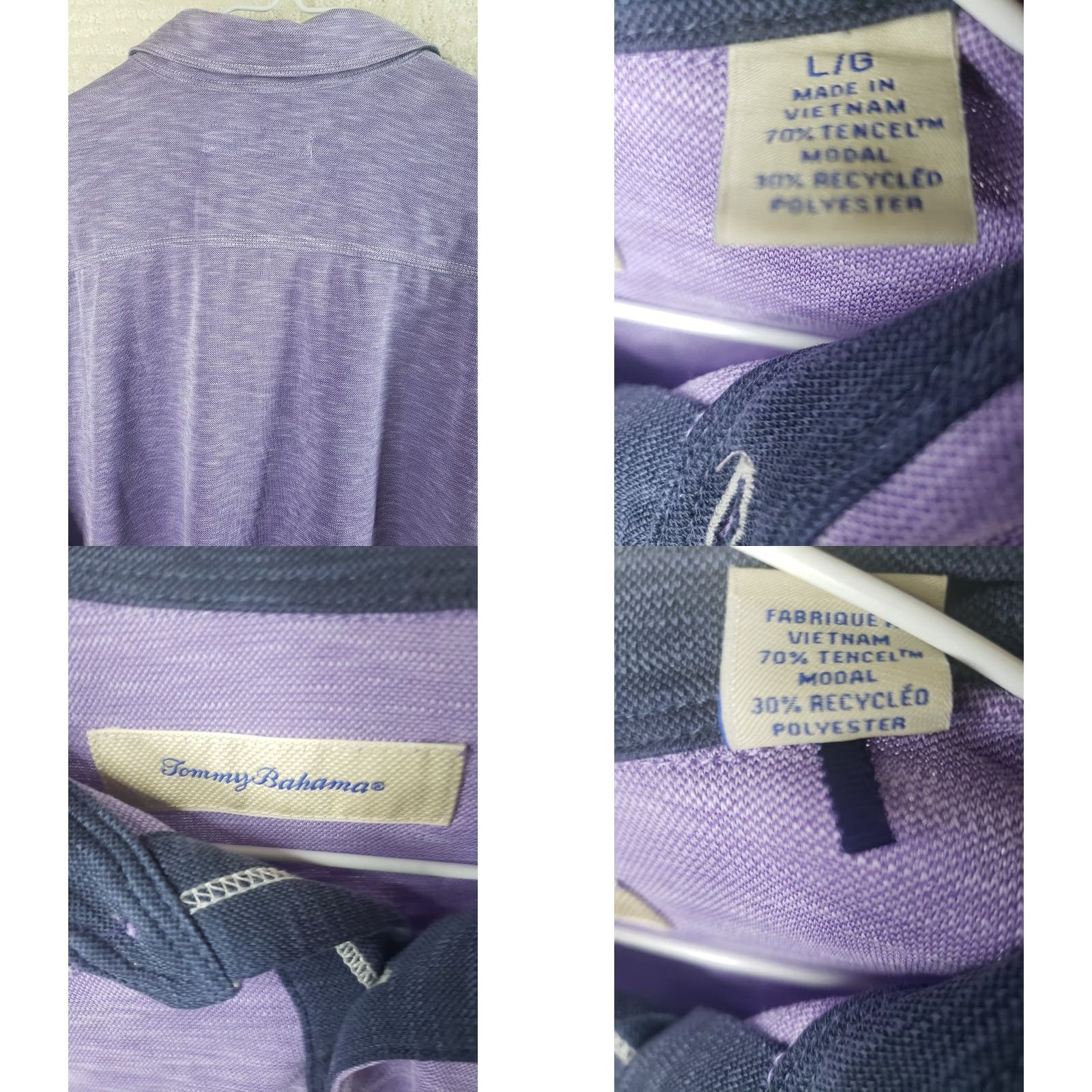 Tommy Bahama VINTAGE Tommy Bahama Mens L Purple Polo Golf Short Sleeve Shirt 70% Tencel 30% Polyester Size US L / EU 52-54 / 3 - 8 Thumbnail