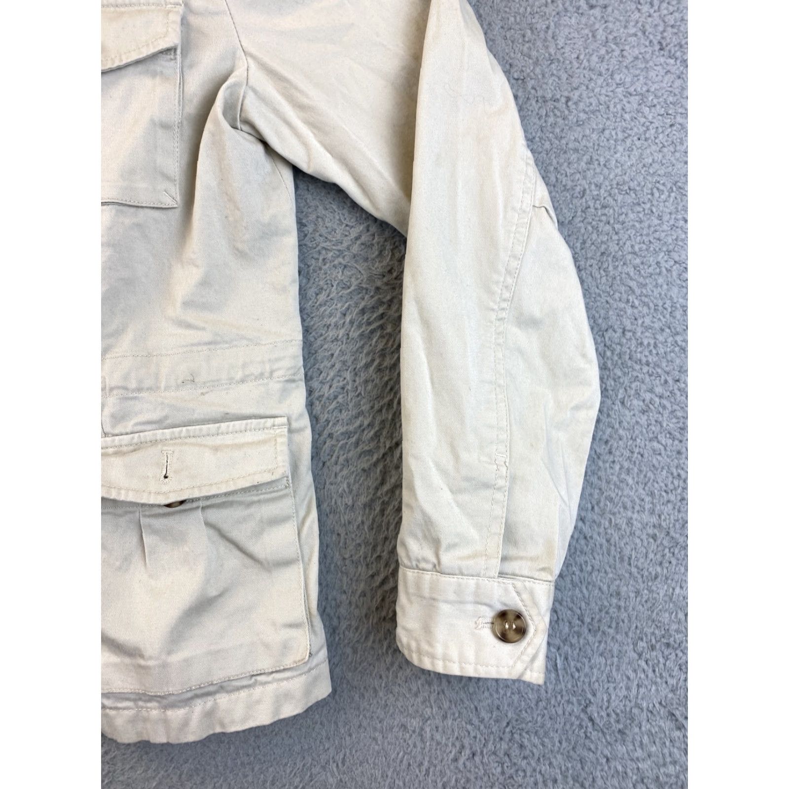 Nine West VINTAGE Nine West Army Tan Utility Jacket Womens M - Cotton Military Jacket, Tan, Size M, Army Theme, Blue Accent? Size M / US 6-8 / IT 42-44 - 2 Thumbnail