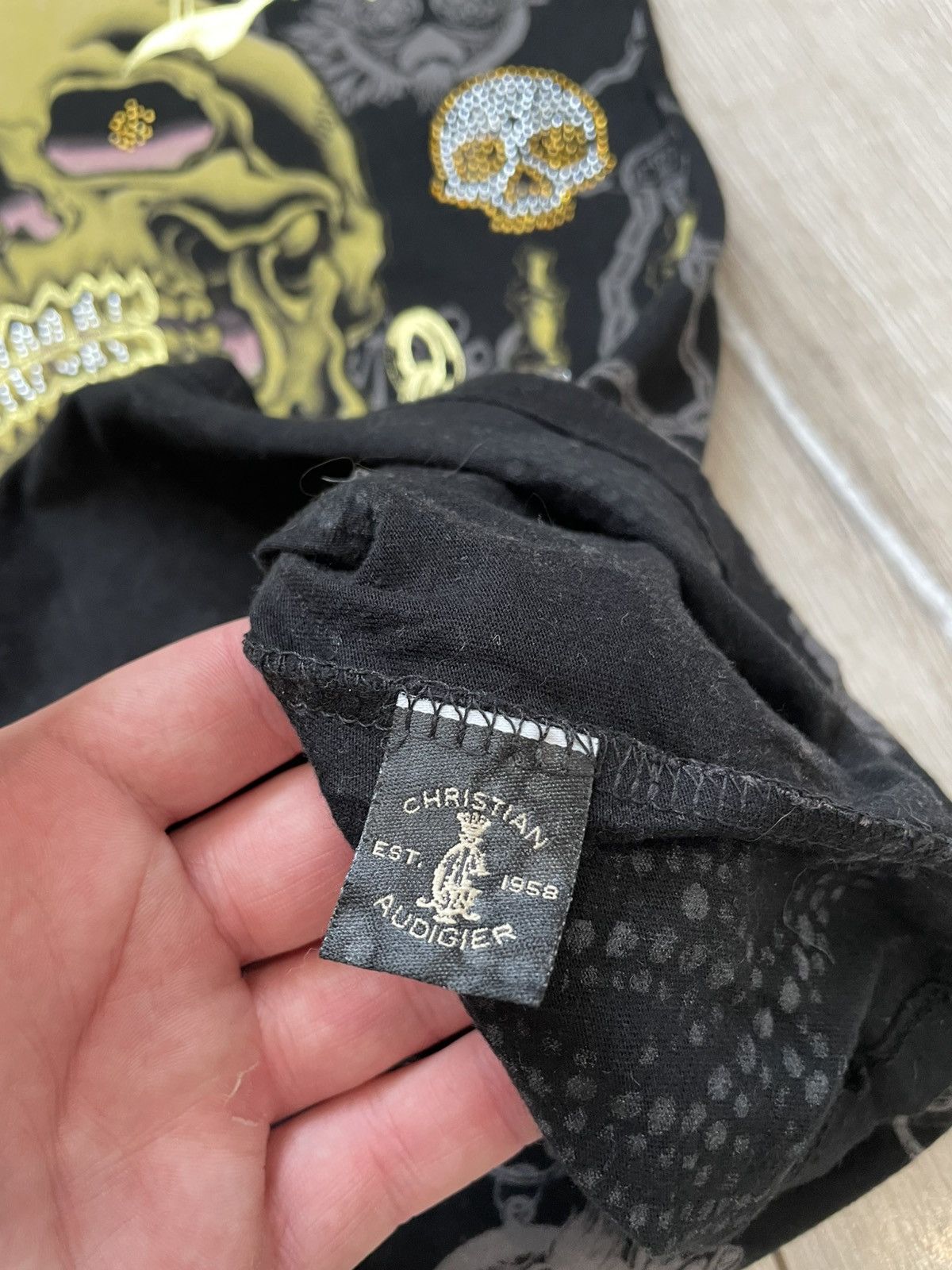 Christian Audigier Christian Audigier Shirt Black All Over Print Gold Skull Size S / US 4 / IT 40 - 6 Thumbnail