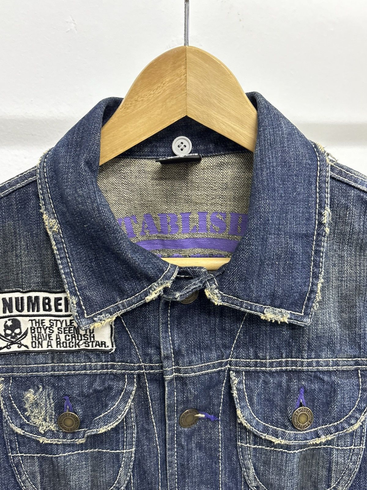 If Six Was Nine Ba-Tsu Studio Rock Star Skull Type III Denim Zip Up Jacket Size US XS / EU 42 / 0 - 19 Thumbnail