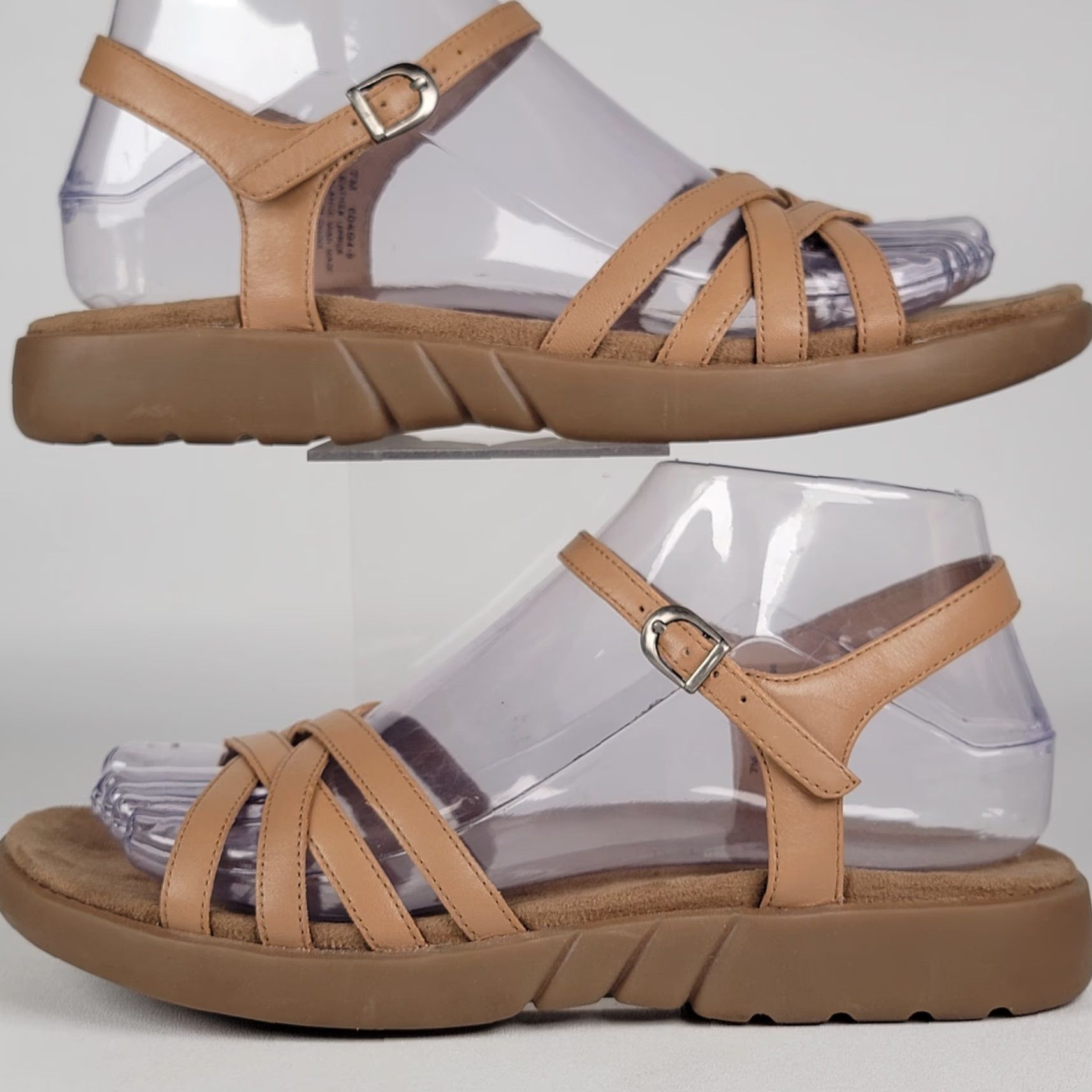 Vintage Aerosoles Sandal Womens Flat Sandals Brown Leather Elastic Slip On Comfort Size 7 Size US 7 / IT 37 - 5 Thumbnail